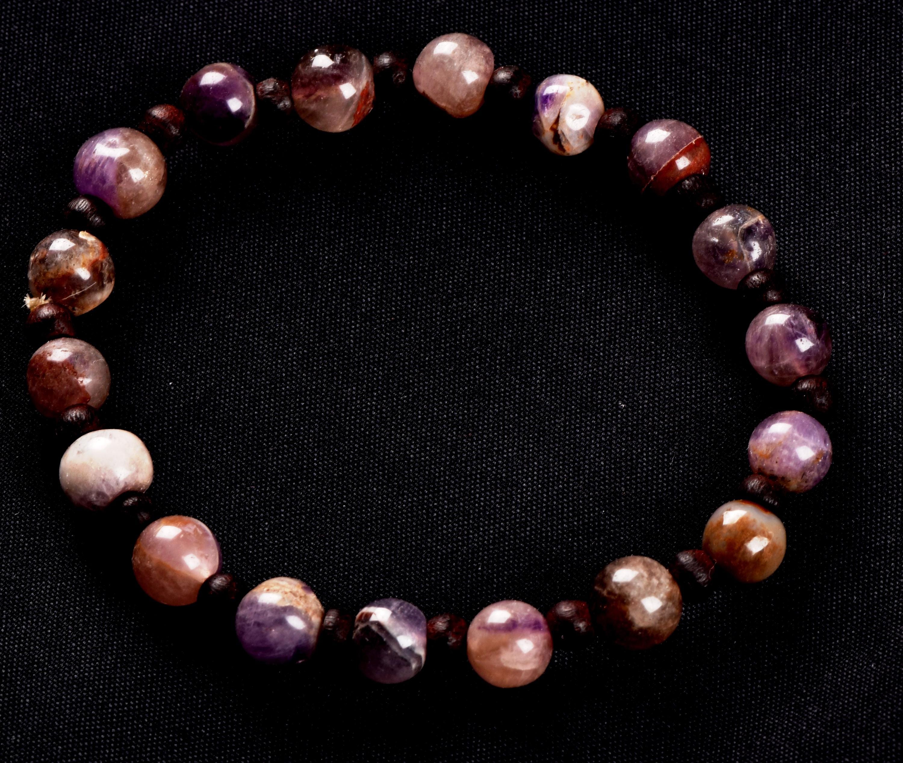 Super seven 7 melody stone bracelet with red sandalwood   Purifies, balances and energizes all of the Chakras and Auric bodies 7072