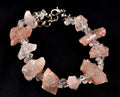 Nirvana pink ice quartz trigonic, himalayan high altitude growth interference crystal with satyaloka azeztulite  beads  bracelet# 7076