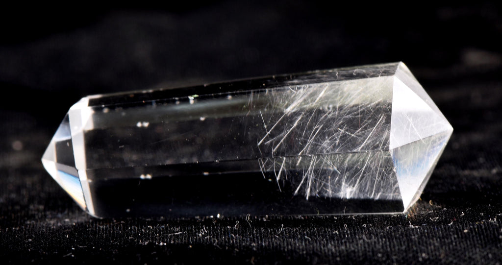 Satyaloka  quartz  double terminated silver rutile '' 6 sided'' High frequency synergy 12 crystal ''sat-chit -ananda. 7131