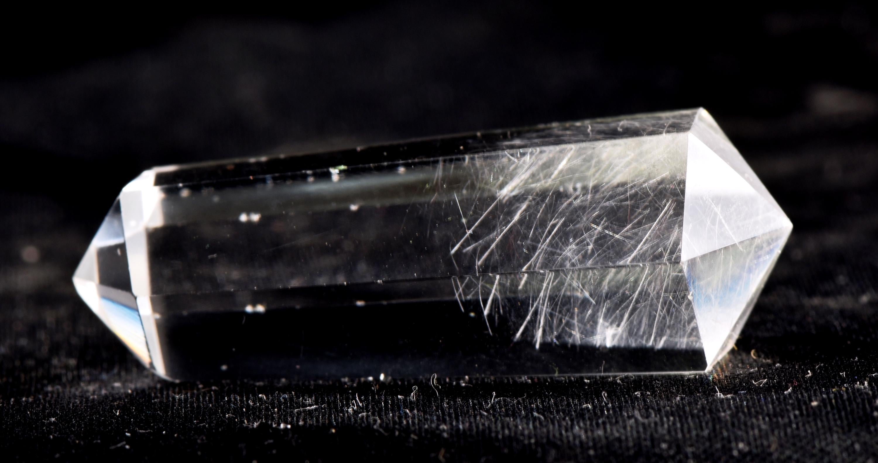 Satyaloka  quartz  double terminated silver rutile '' 6 sided'' High frequency synergy 12 crystal ''sat-chit -ananda. 7131