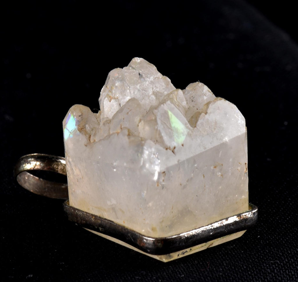 Beautiful ANANDALITE,Rainbow quartz,multi flash  pendant natural crystal from India. 7147