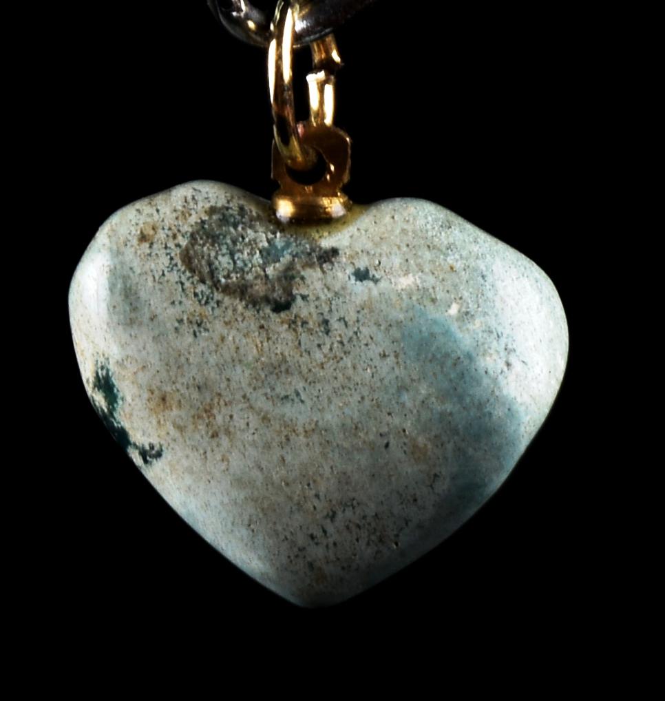 old turquoise heart shape pendant protection luck #7169