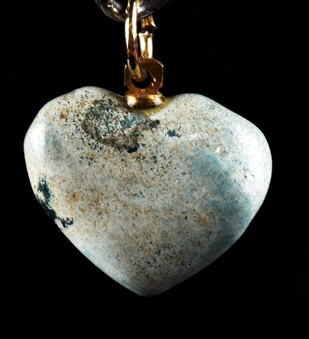 old turquoise heart shape pendant protection luck #7169