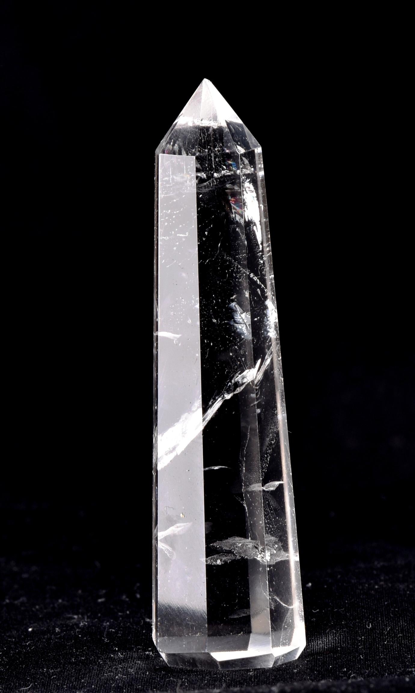 Satyaloka  quartz  8 sided obelisk rainbow  wand  High frequency synergy 12 crystal #7099