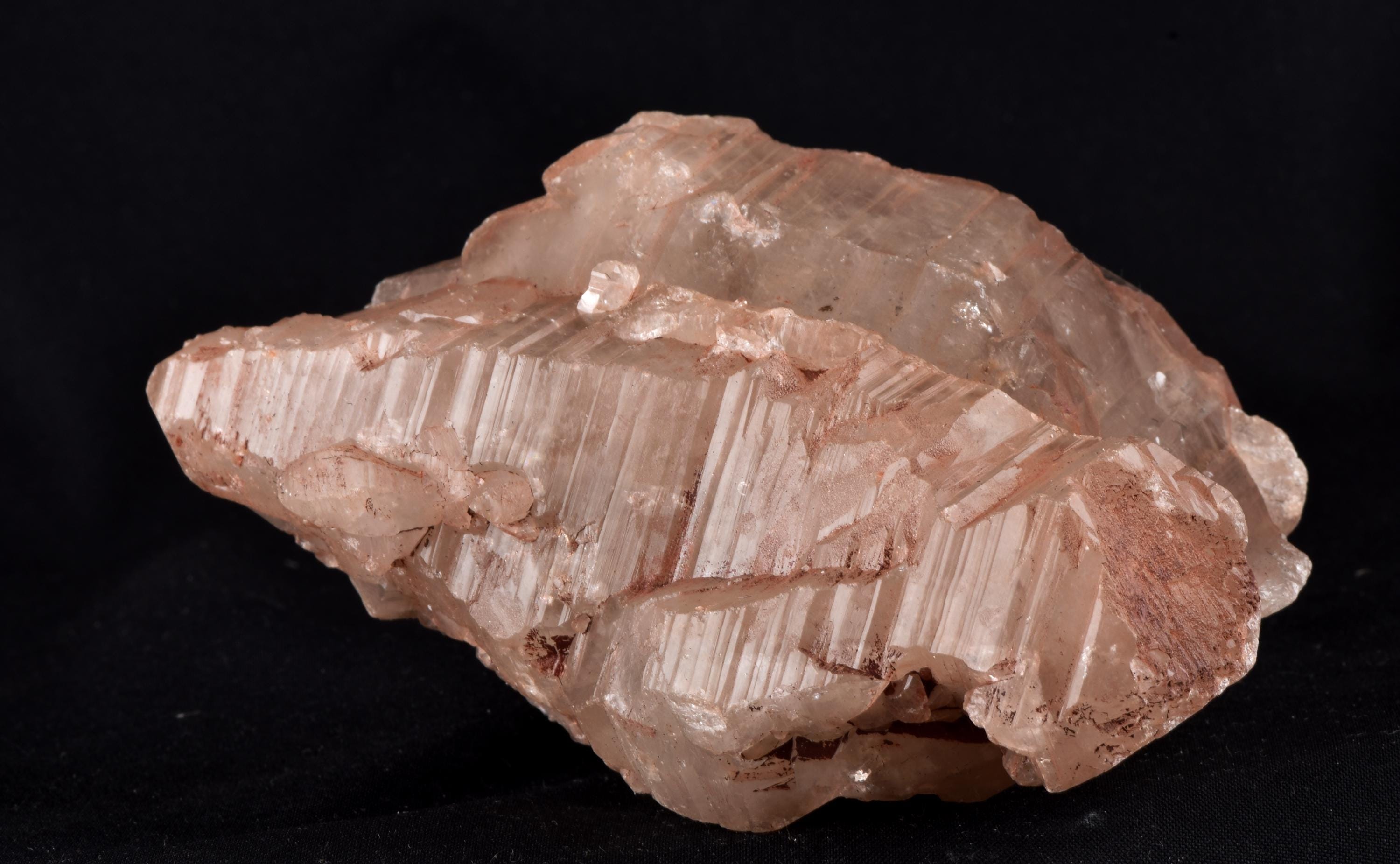 Himalayan golden pink Scalar ice quartz ,rainbows, deep striated  gwindel ,gateways multi termination ,Nirvana,hematite coated #7202