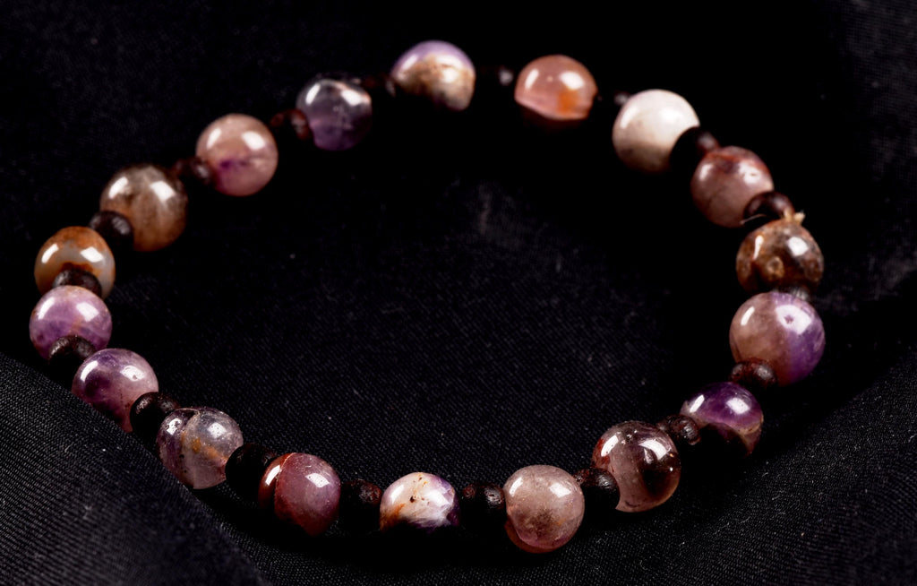 Super seven 7 melody stone bracelet with red sandalwood   Purifies, balances and energizes all of the Chakras and Auric bodies 7072