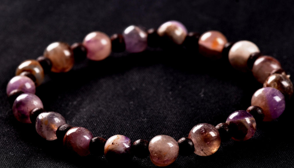 Super seven 7 melody stone bracelet with red sandalwood   Purifies, balances and energizes all of the Chakras and Auric bodies 7072