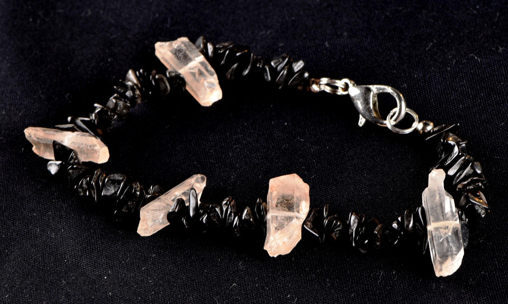 Rare mystical  black agate  with  Himalayan tiny points shaman protection good luck bracelet # 7087