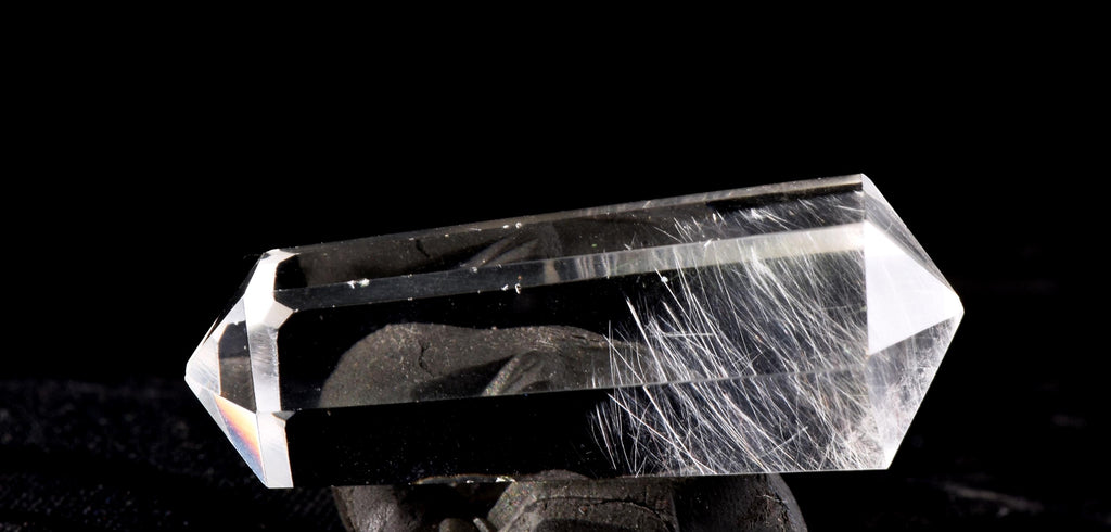 Satyaloka  quartz  double terminated silver rutile '' 6 sided'' High frequency synergy 12 crystal ''sat-chit -ananda. 7131