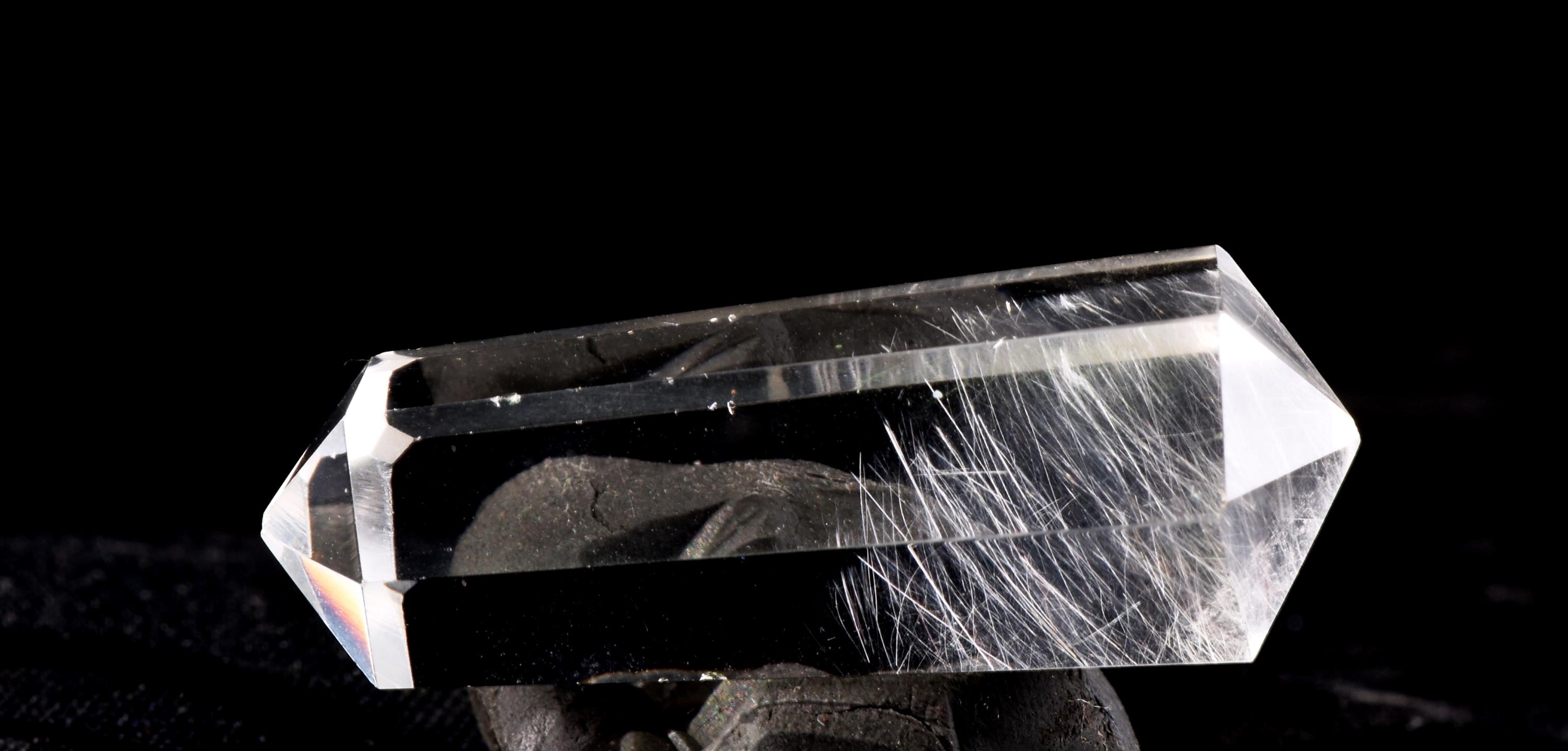 Satyaloka  quartz  double terminated silver rutile '' 6 sided'' High frequency synergy 12 crystal ''sat-chit -ananda. 7131