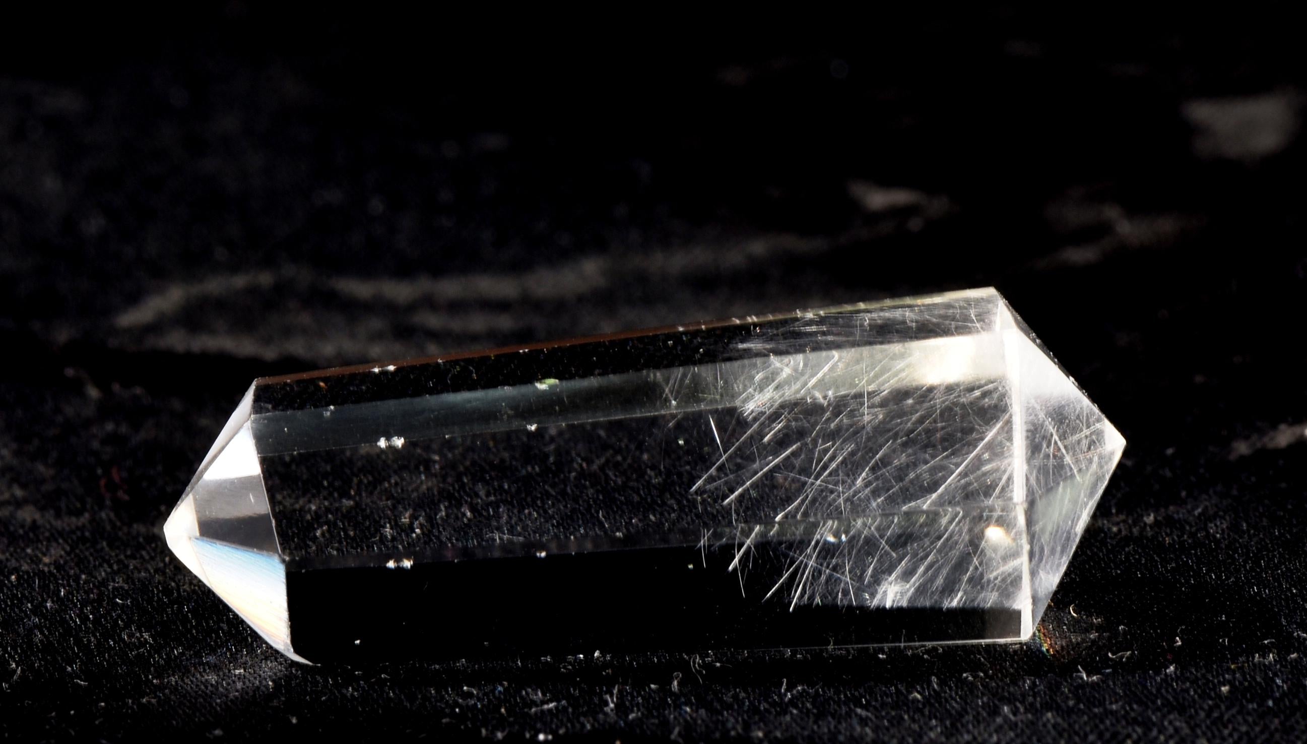 Satyaloka  quartz  double terminated silver rutile '' 6 sided'' High frequency synergy 12 crystal ''sat-chit -ananda. 7131