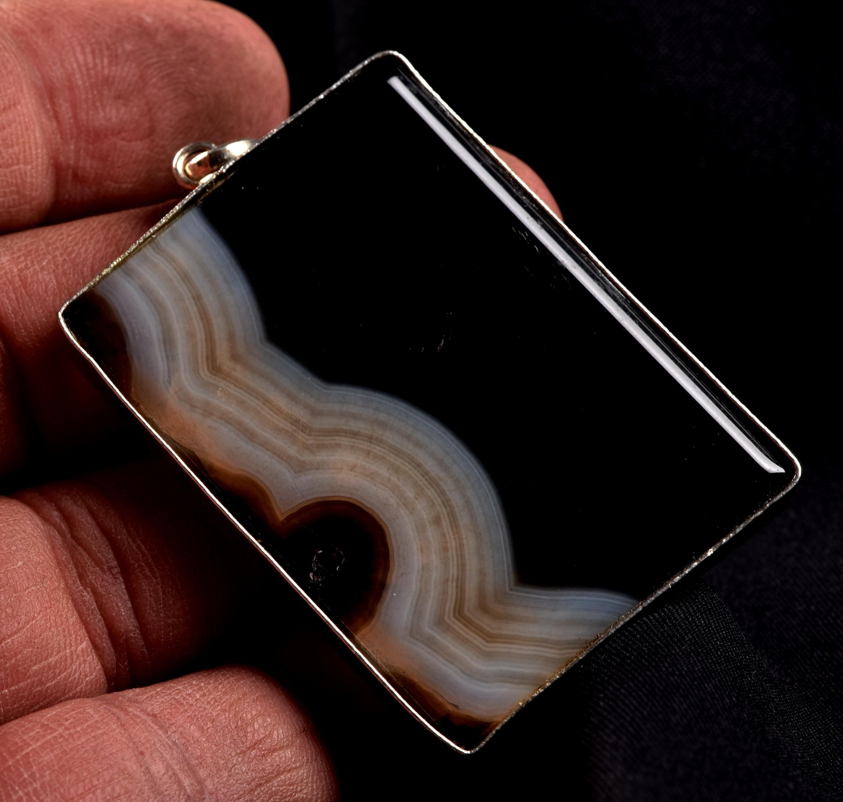 Rare Mystic  Sulemani soloman stone  natural  yin yang  pendant #7069