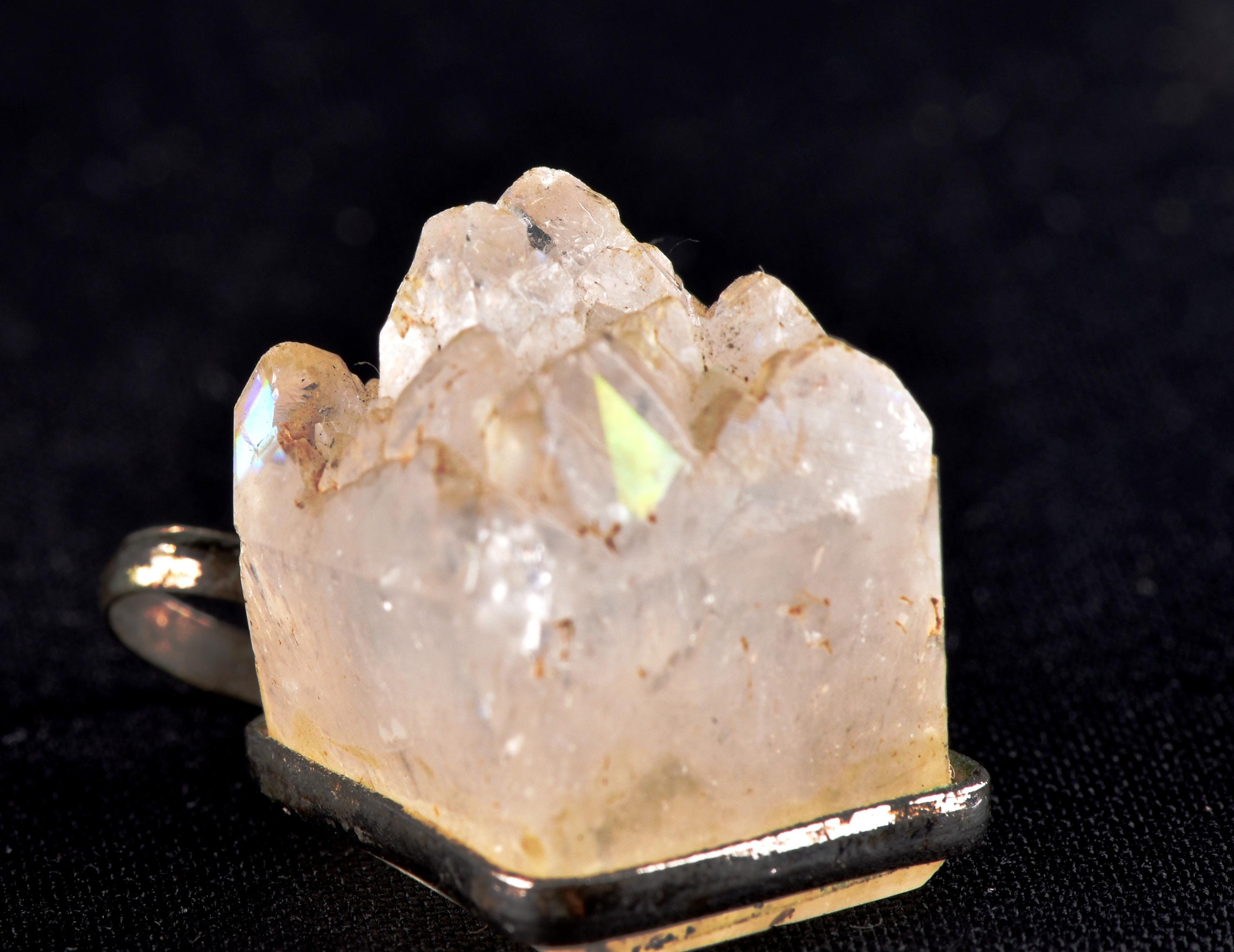 Beautiful ANANDALITE,Rainbow quartz,multi flash  pendant natural crystal from India. 7147