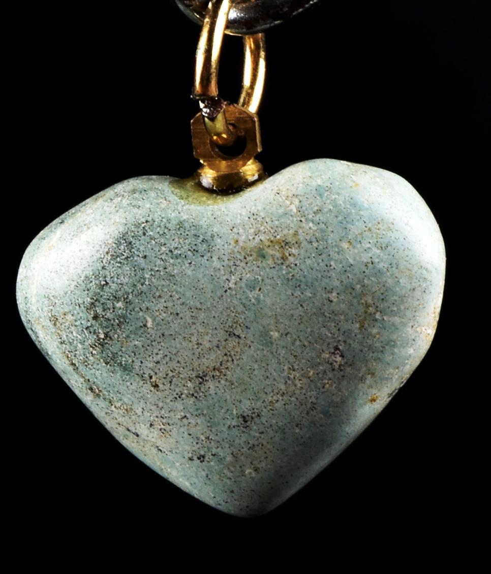 old turquoise heart shape pendant protection luck #7169