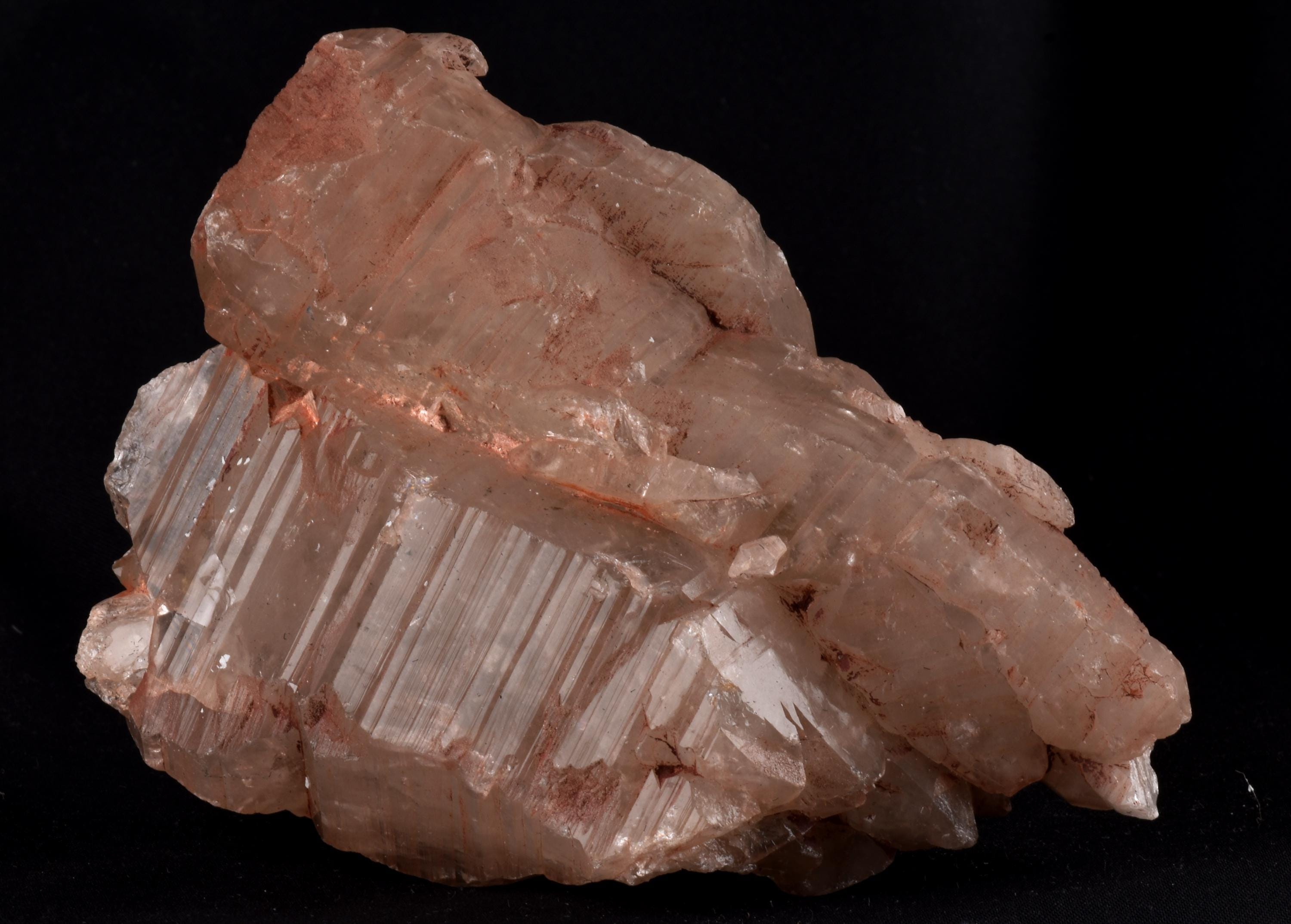 Himalayan golden pink Scalar ice quartz ,rainbows, deep striated  gwindel ,gateways multi termination ,Nirvana,hematite coated #7202