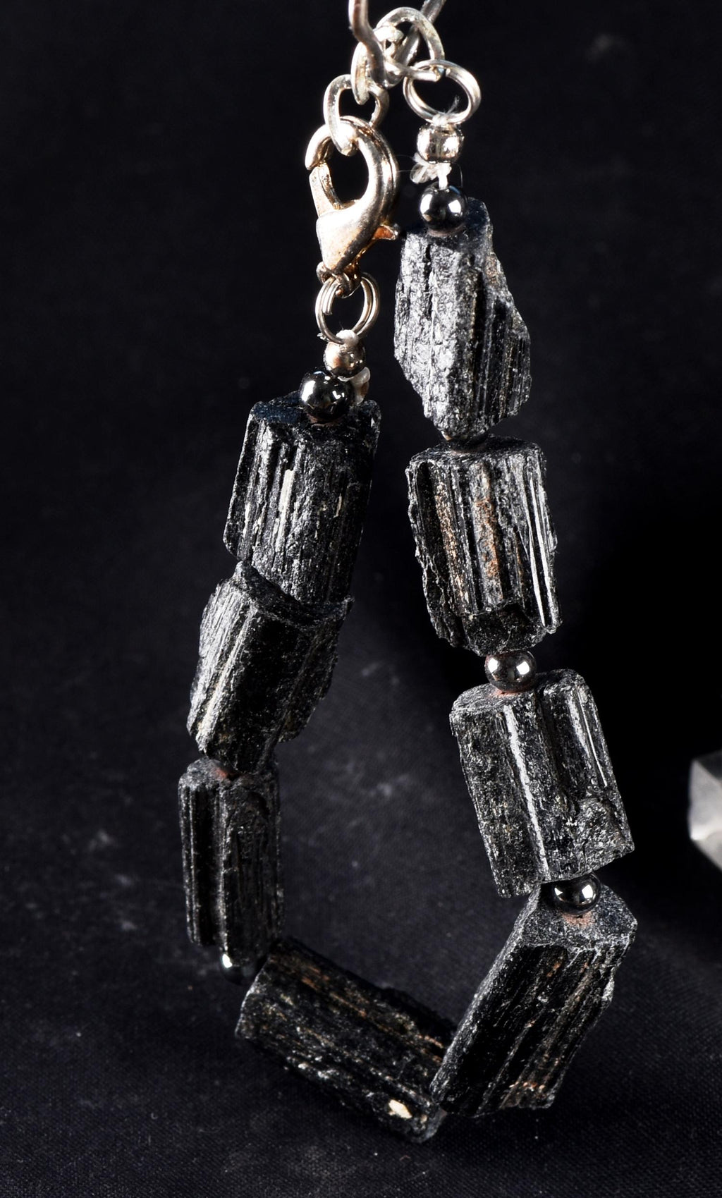 Black tourmaline raw natural free form bracelet remove negativity deflects radiation  7331