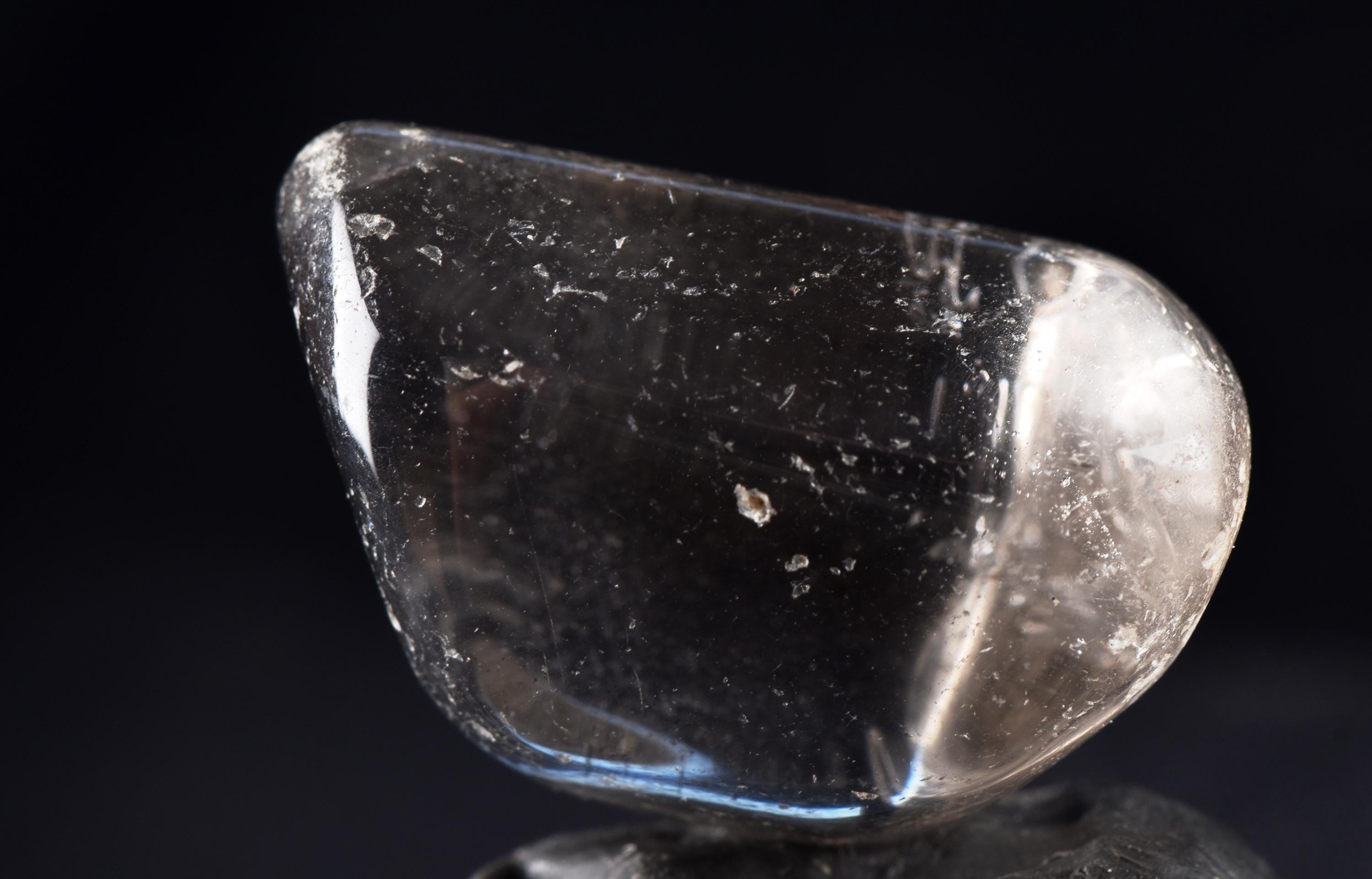 Black rutile in Quartz tumble bringing emotional stability # 7322