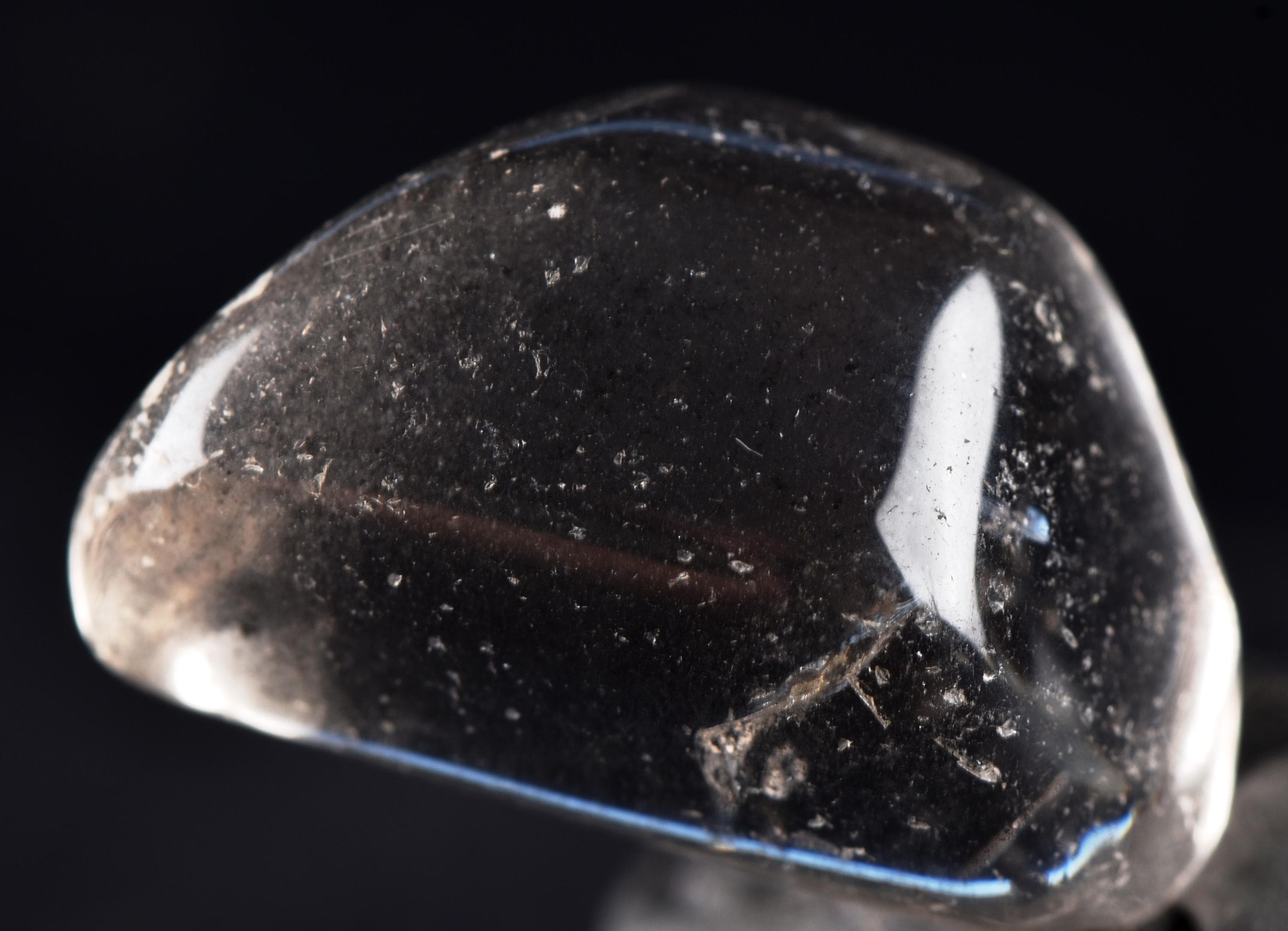 Black rutile in Quartz tumble bringing emotional stability # 7322