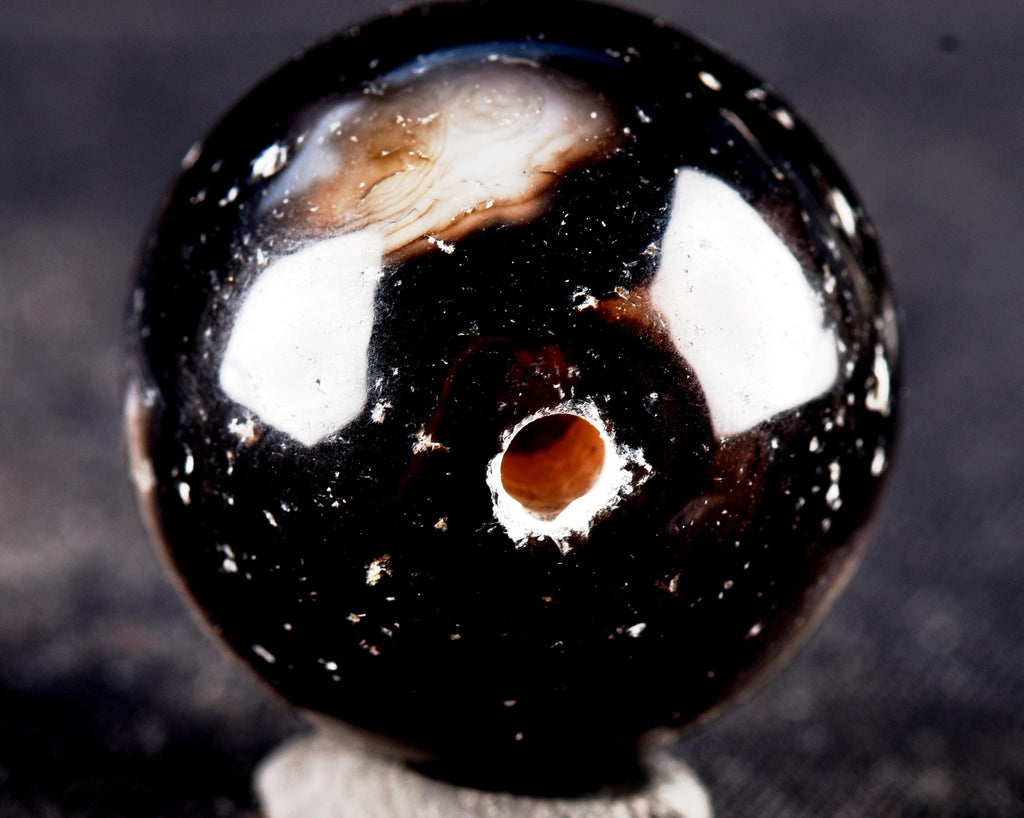 Mystic old  black Sulemani  stone/dzi bead / bhaisajyaguru  shaman ''eye of horus'' protection reach patina  #7351
