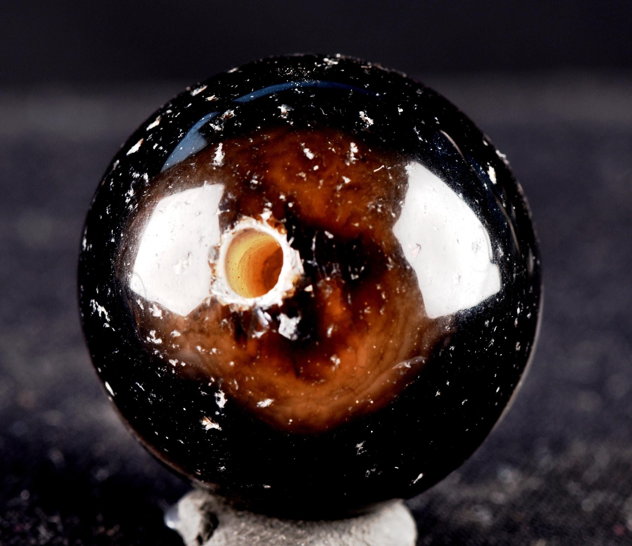 Mystic old  black Sulemani  stone/dzi bead / bhaisajyaguru  shaman ''eye of horus'' protection reach patina  #7351