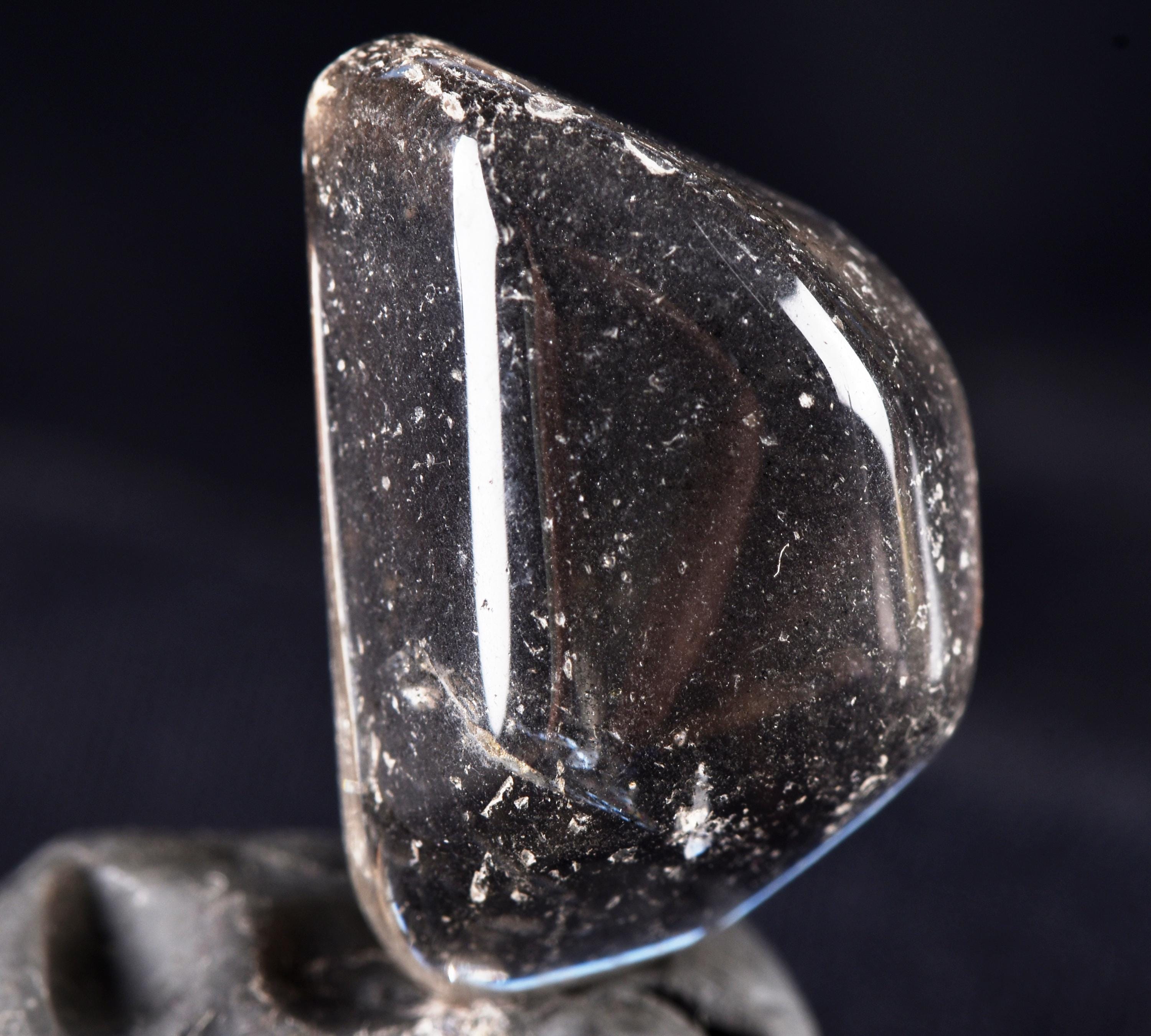 Black rutile in Quartz tumble bringing emotional stability # 7322