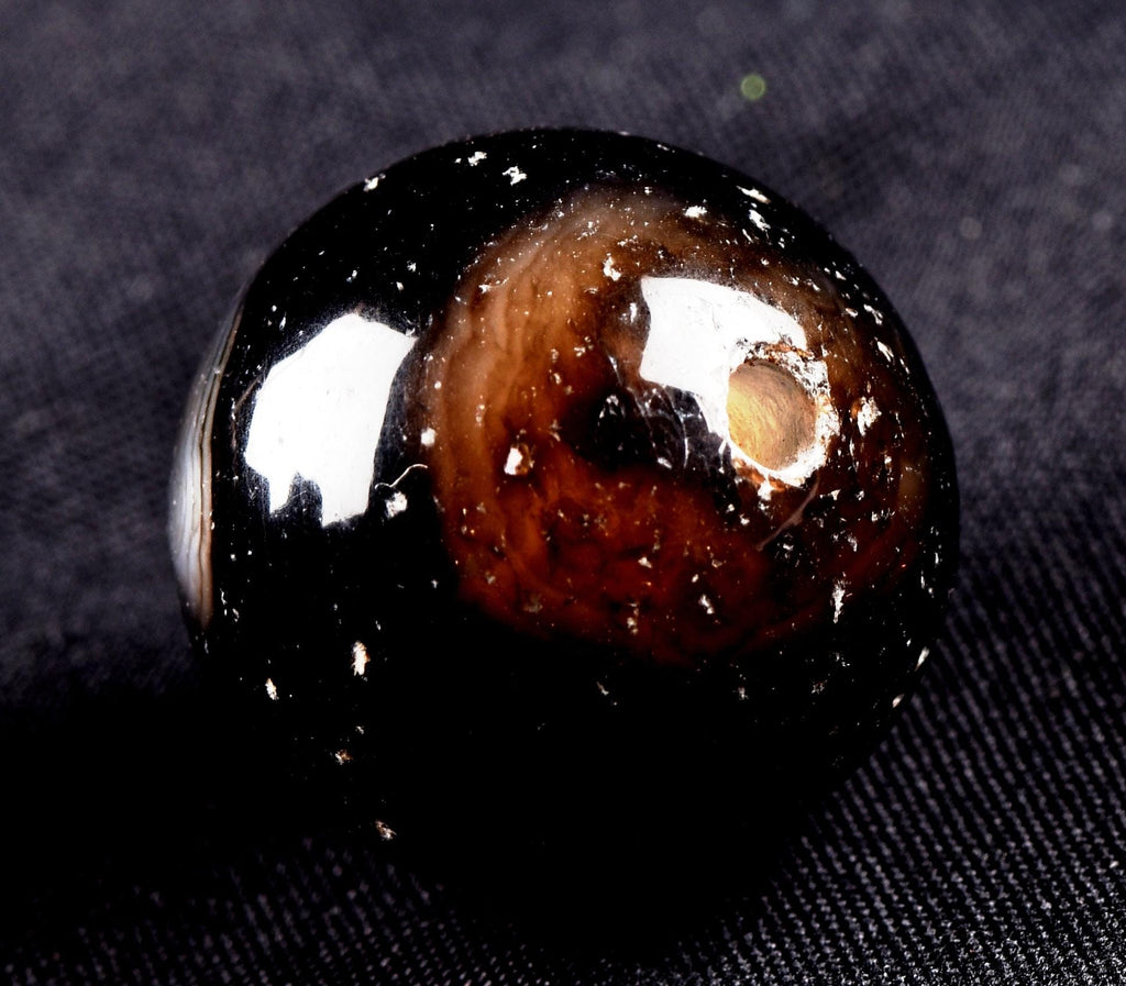 Mystic old  black Sulemani  stone/dzi bead / bhaisajyaguru  shaman ''eye of horus'' protection reach patina  #7351