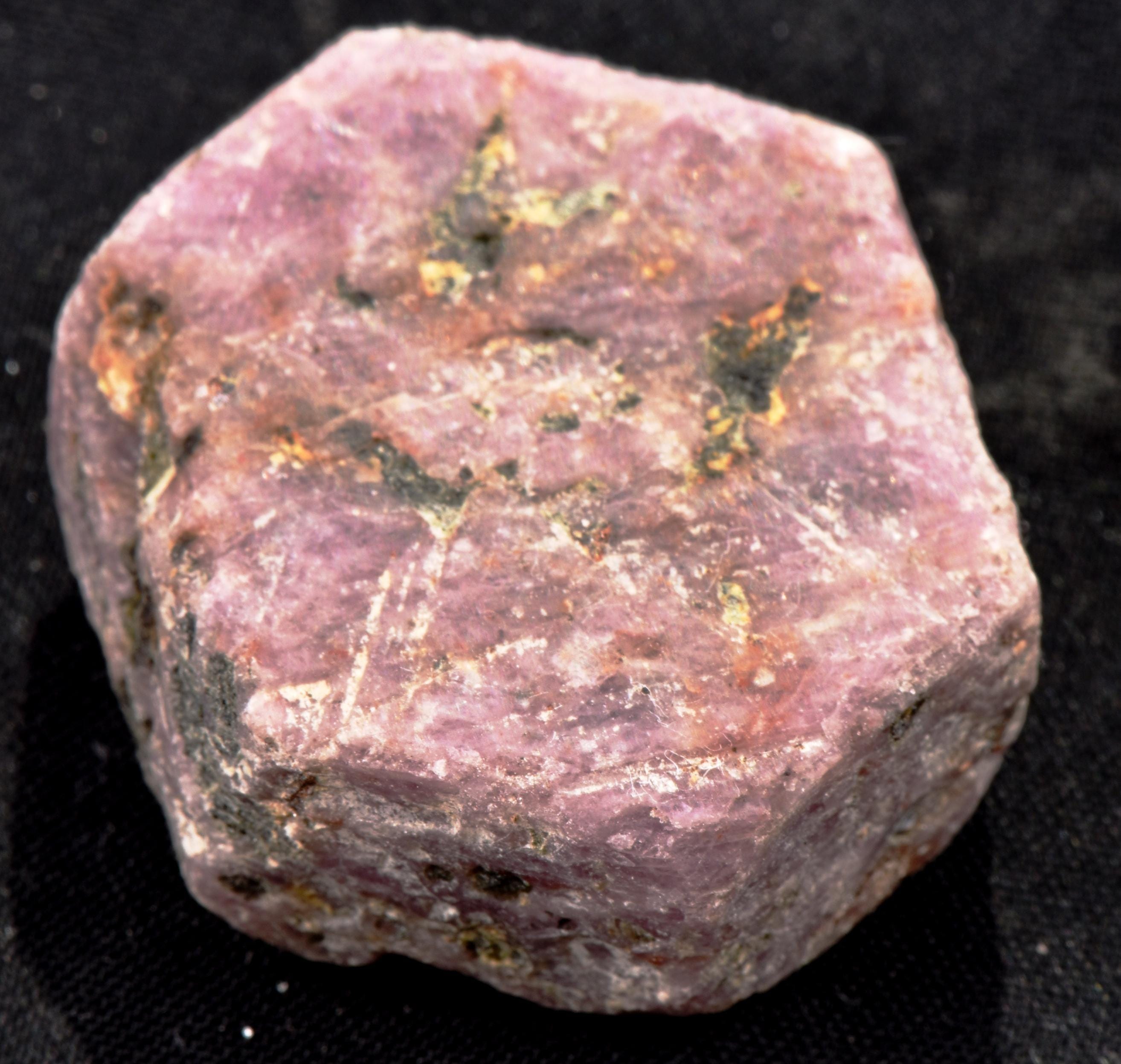 Ruby hexagonal corundum record keeper with black tourmaline in natural form #7410