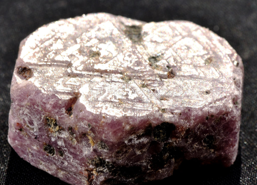 Ruby hexagonal corundum record keeper with black tourmaline in natural form #7418