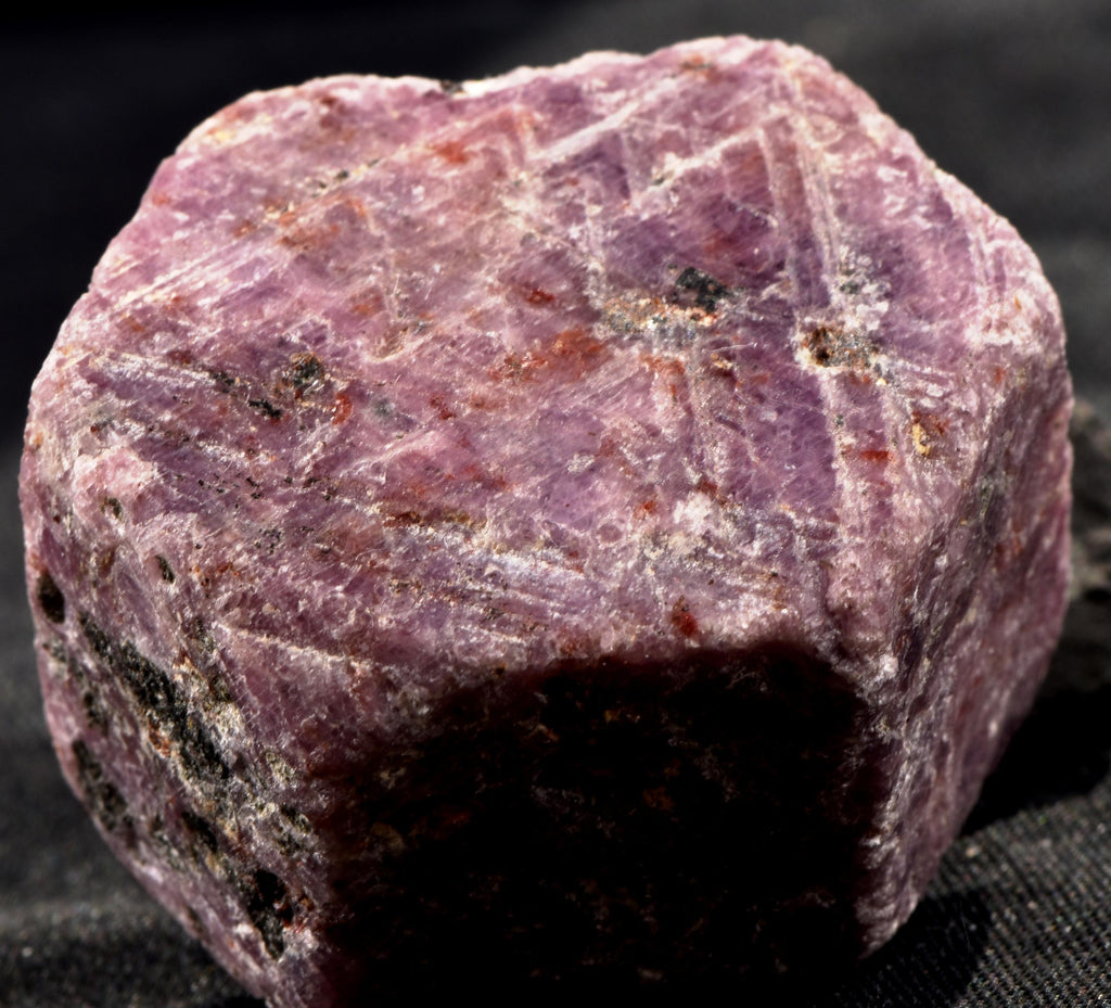 Ruby hexagonal corundum record keeper with black tourmaline in natural form #7420