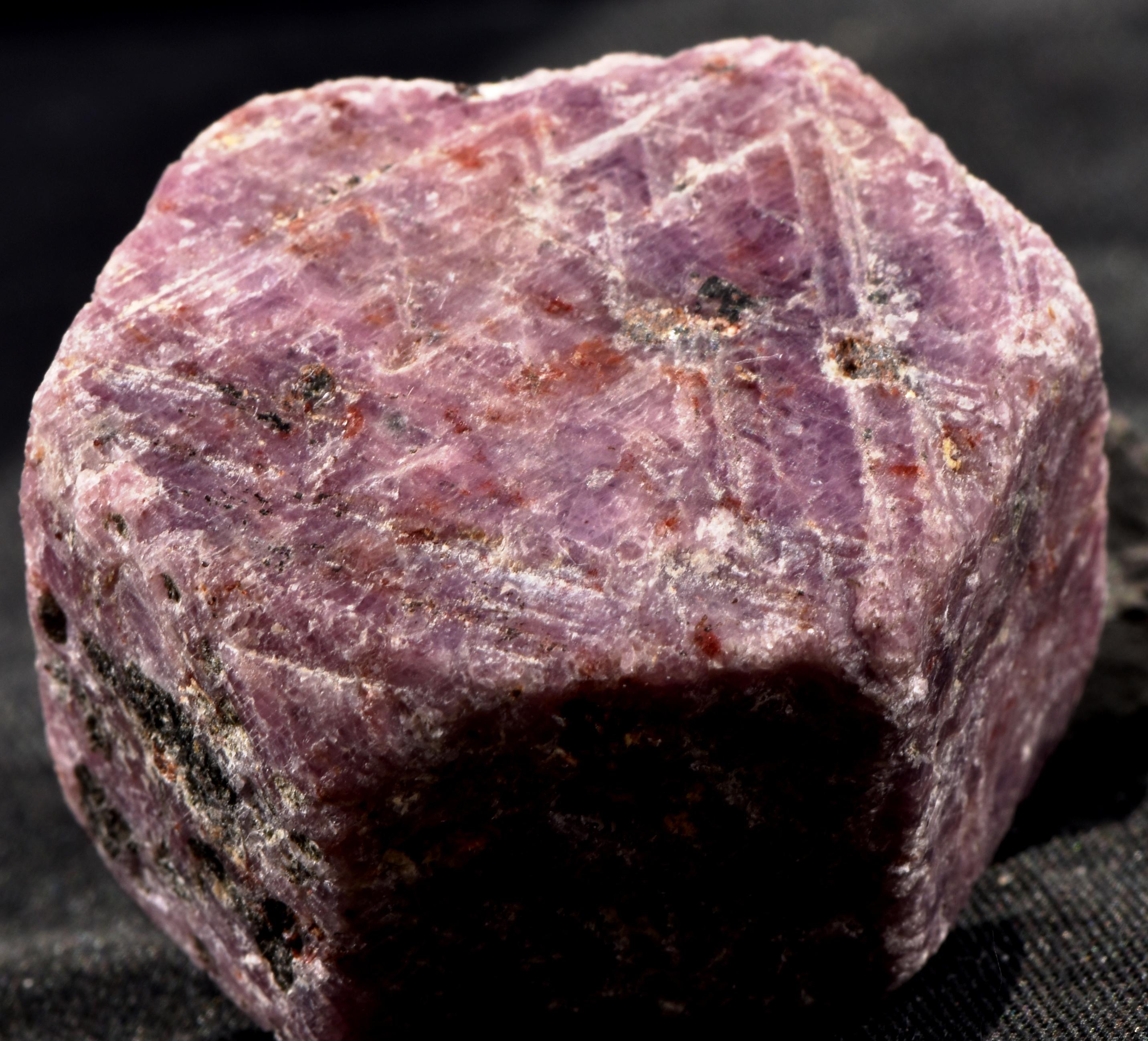 Ruby hexagonal corundum record keeper with black tourmaline in natural form #7420