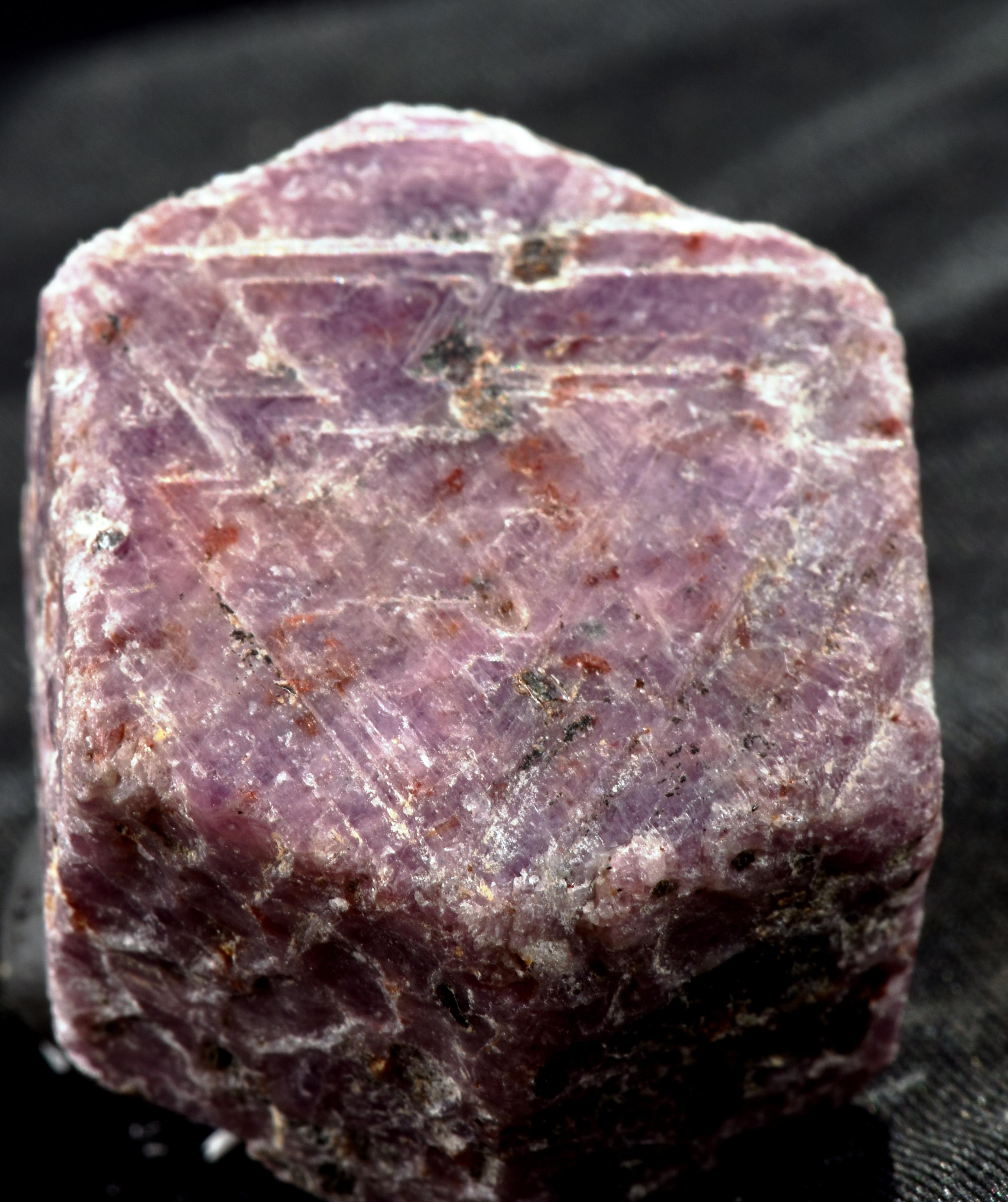 Ruby hexagonal corundum record keeper with black tourmaline in natural form #7420
