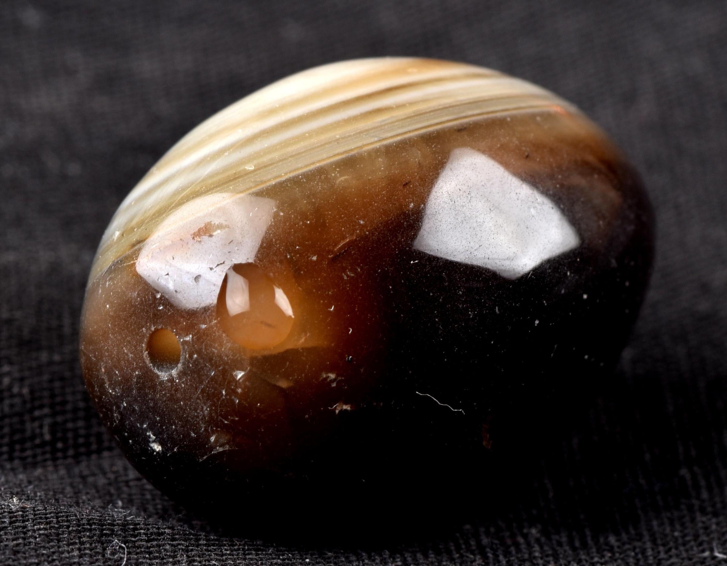 Mystic Sulemani  stone bead  bhaisajyaguru soloman stone evil eye shaman protection reach patina #7394