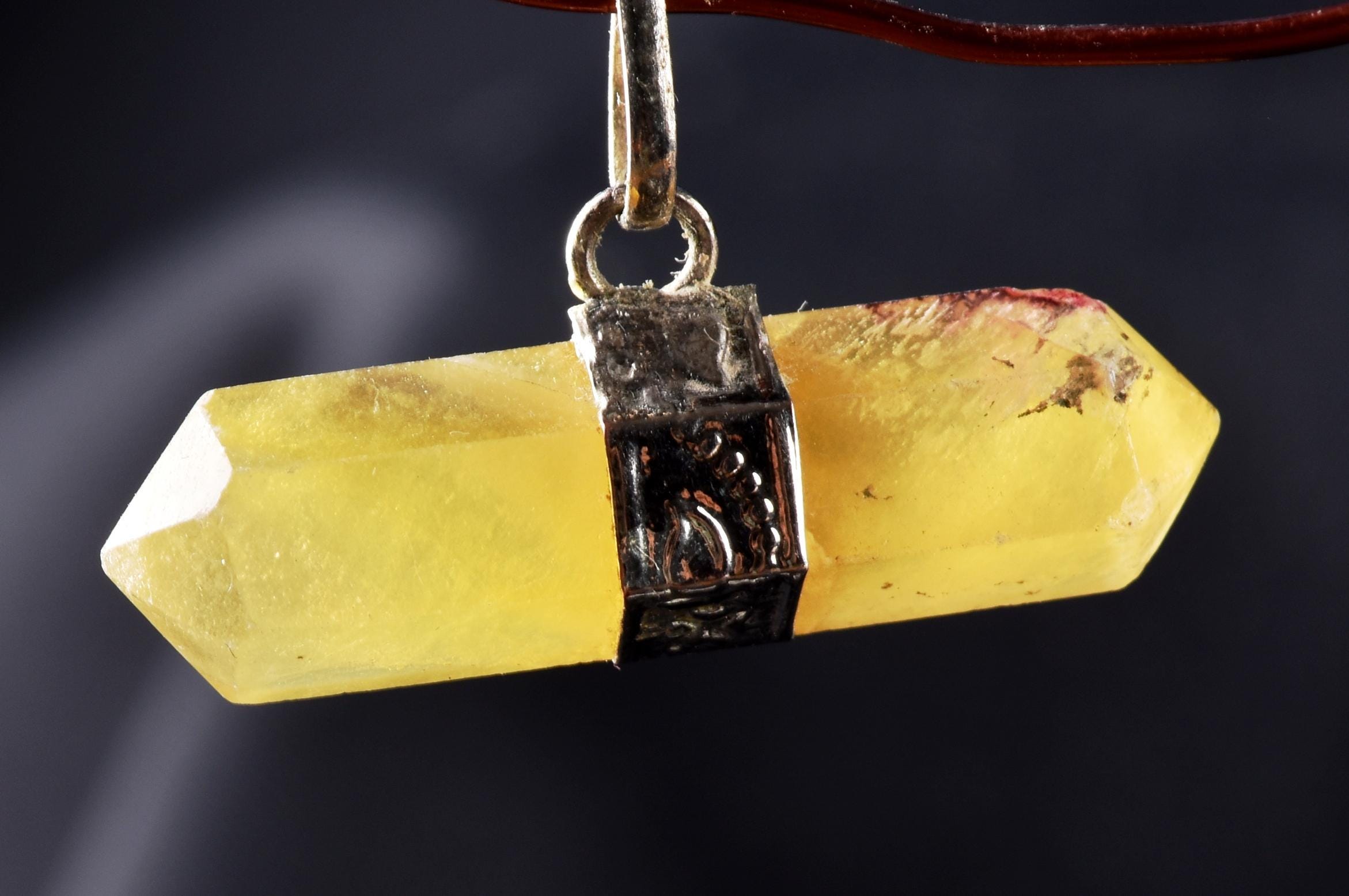 Calcite  Natural  protecting, grounding and centering double terminated pendant   7306