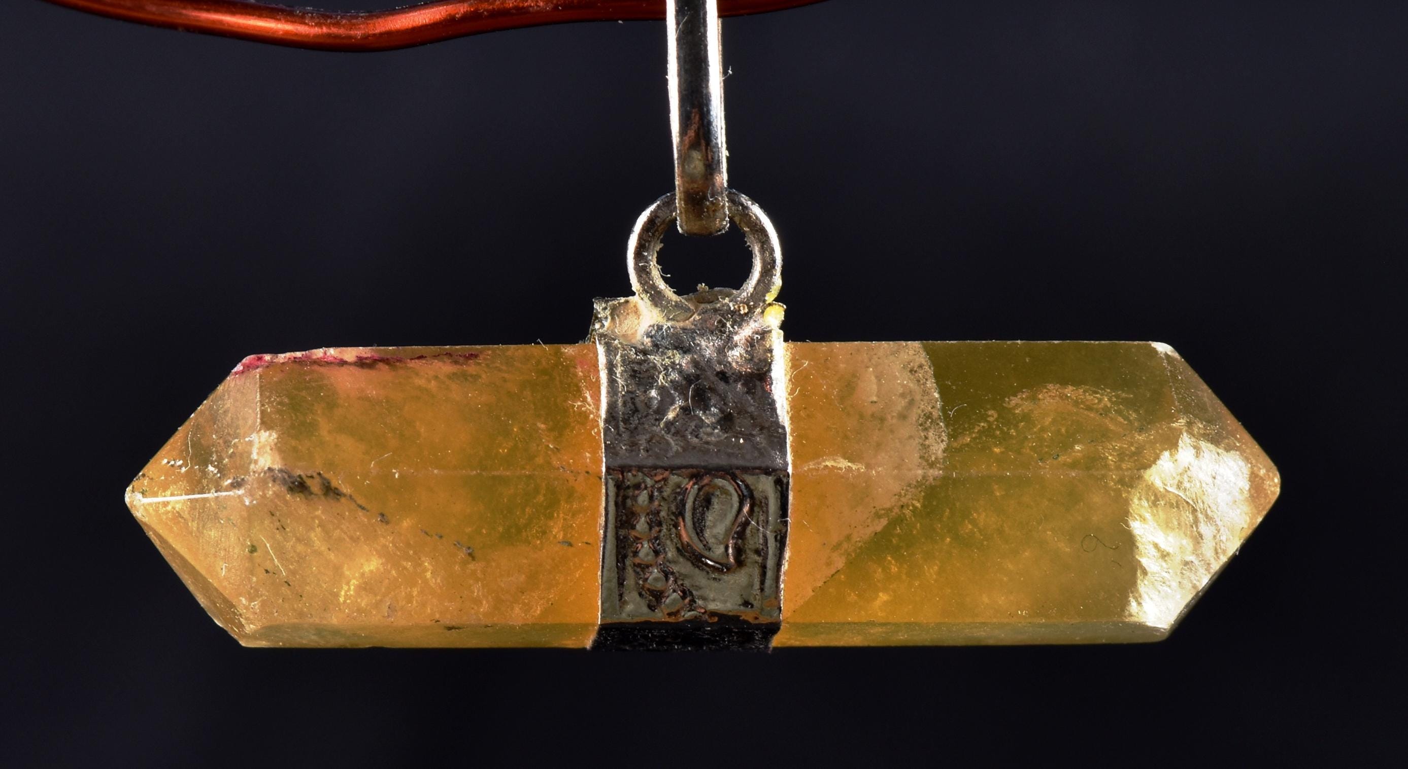 Calcite  Natural  protecting, grounding and centering double terminated pendant   7306
