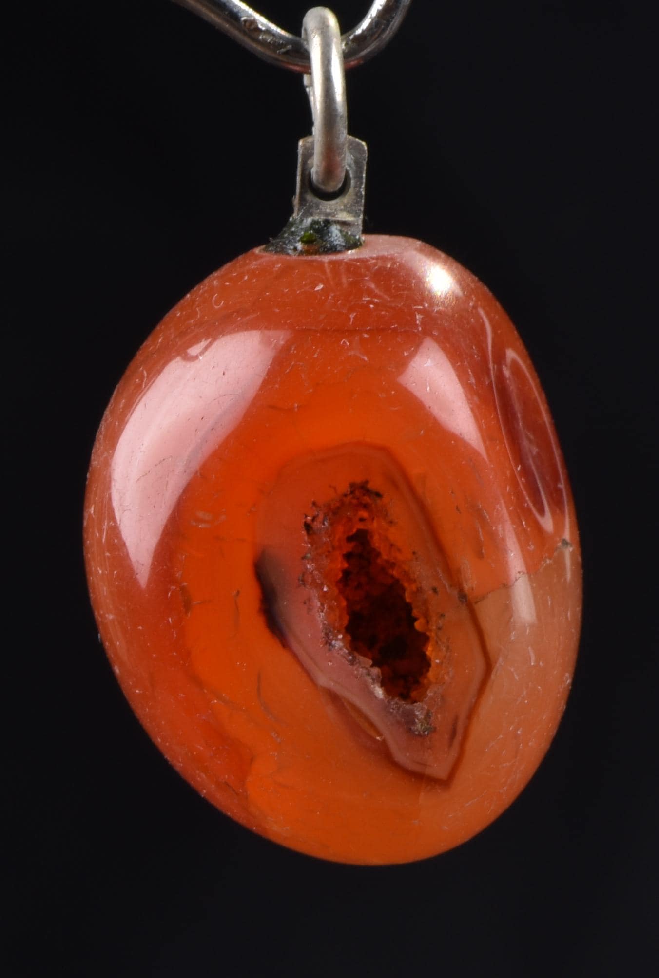 old  Mystic pink Carnelian tumble  with cave pendant for strength courage creativity Carnelian  for strength 7496