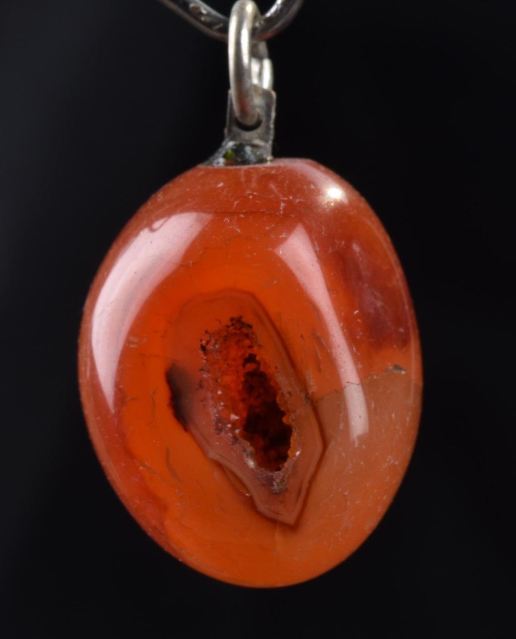 old  Mystic pink Carnelian tumble  with cave pendant for strength courage creativity Carnelian  for strength 7496