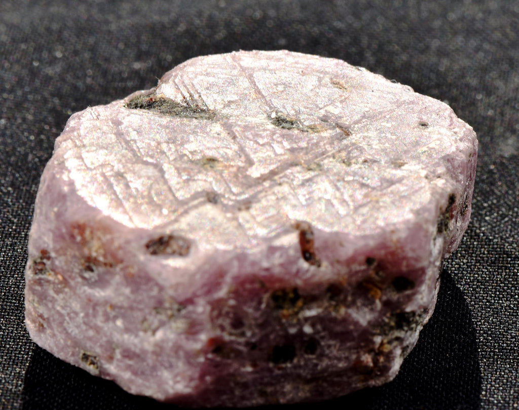 Ruby hexagonal corundum record keeper with black tourmaline in natural form #7418