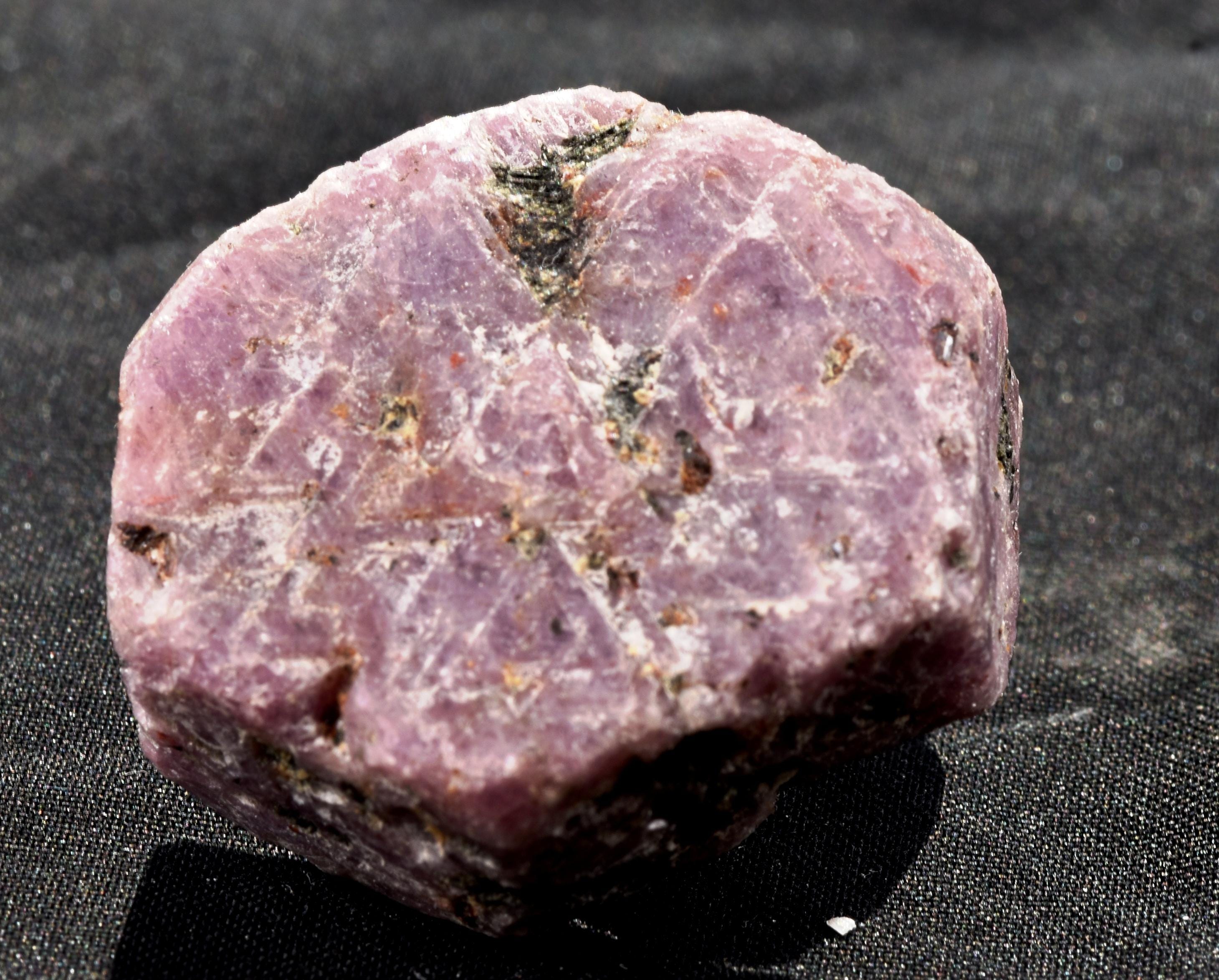 Ruby hexagonal corundum record keeper with black tourmaline in natural form #7418