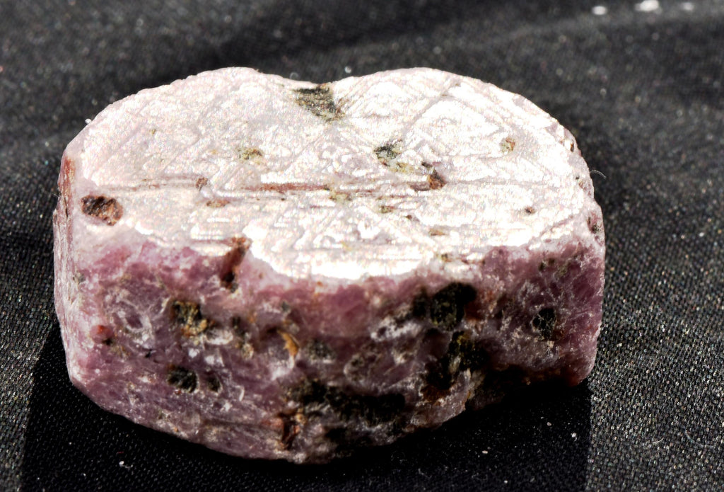 Ruby hexagonal corundum record keeper with black tourmaline in natural form #7418