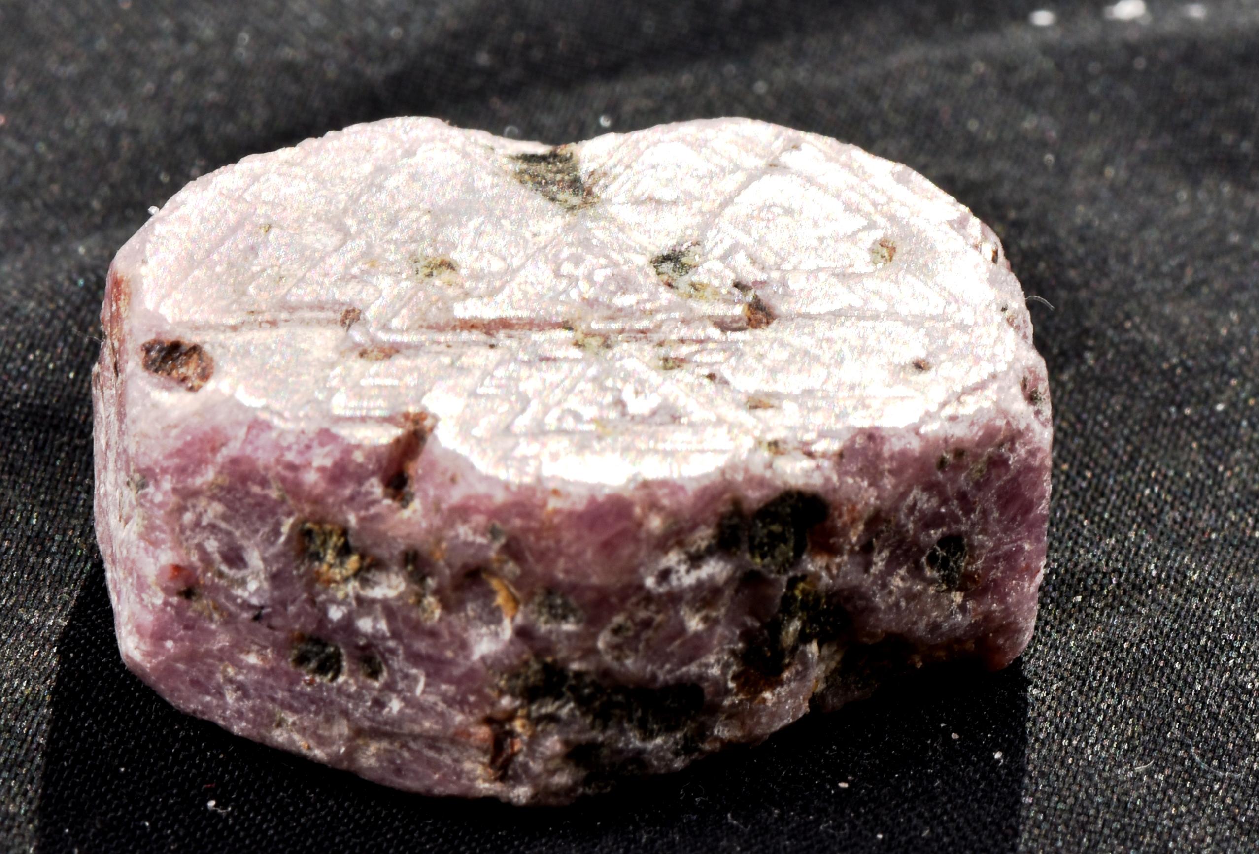 Ruby hexagonal corundum record keeper with black tourmaline in natural form #7418