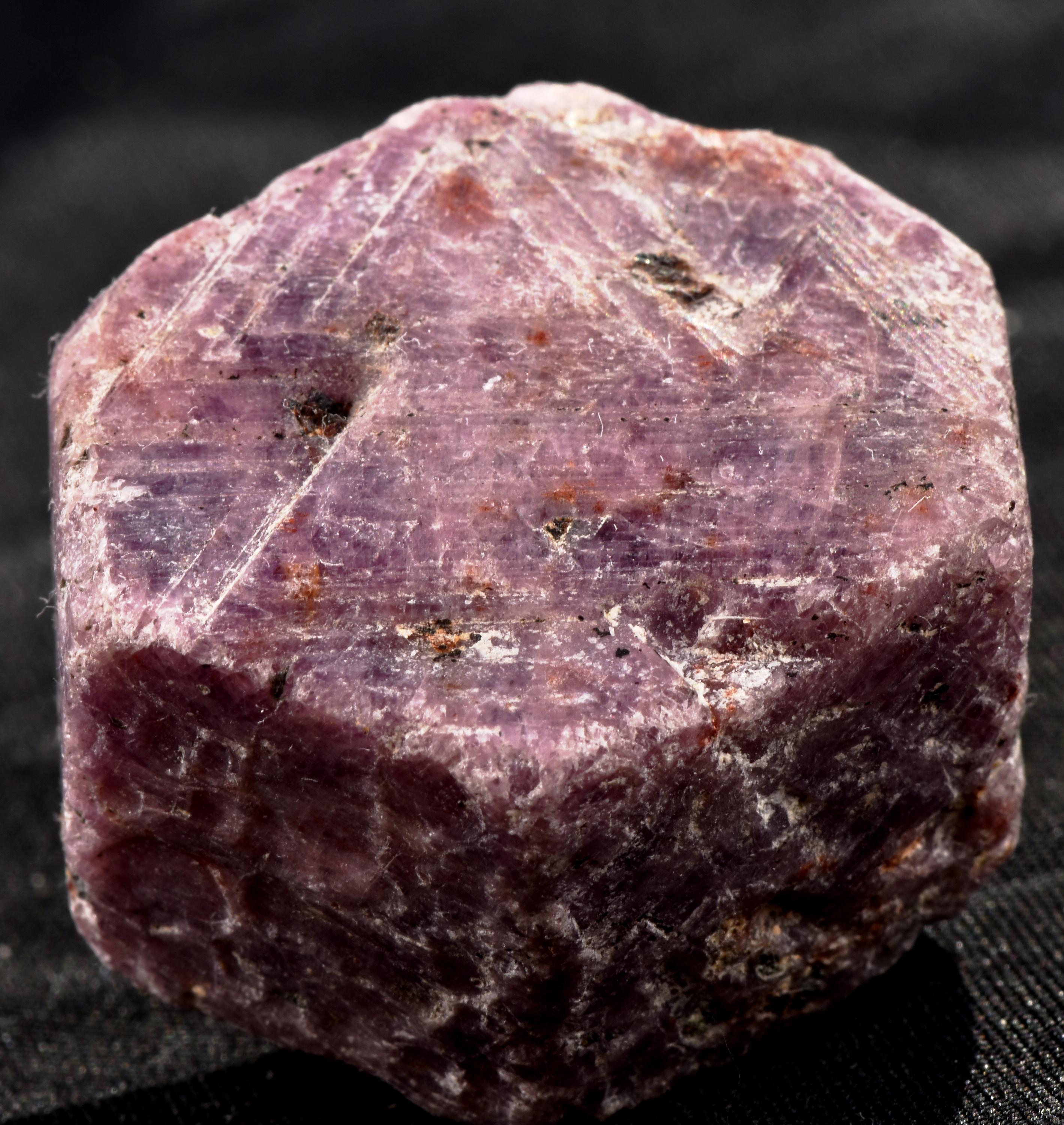 Ruby hexagonal corundum record keeper with black tourmaline in natural form #7420