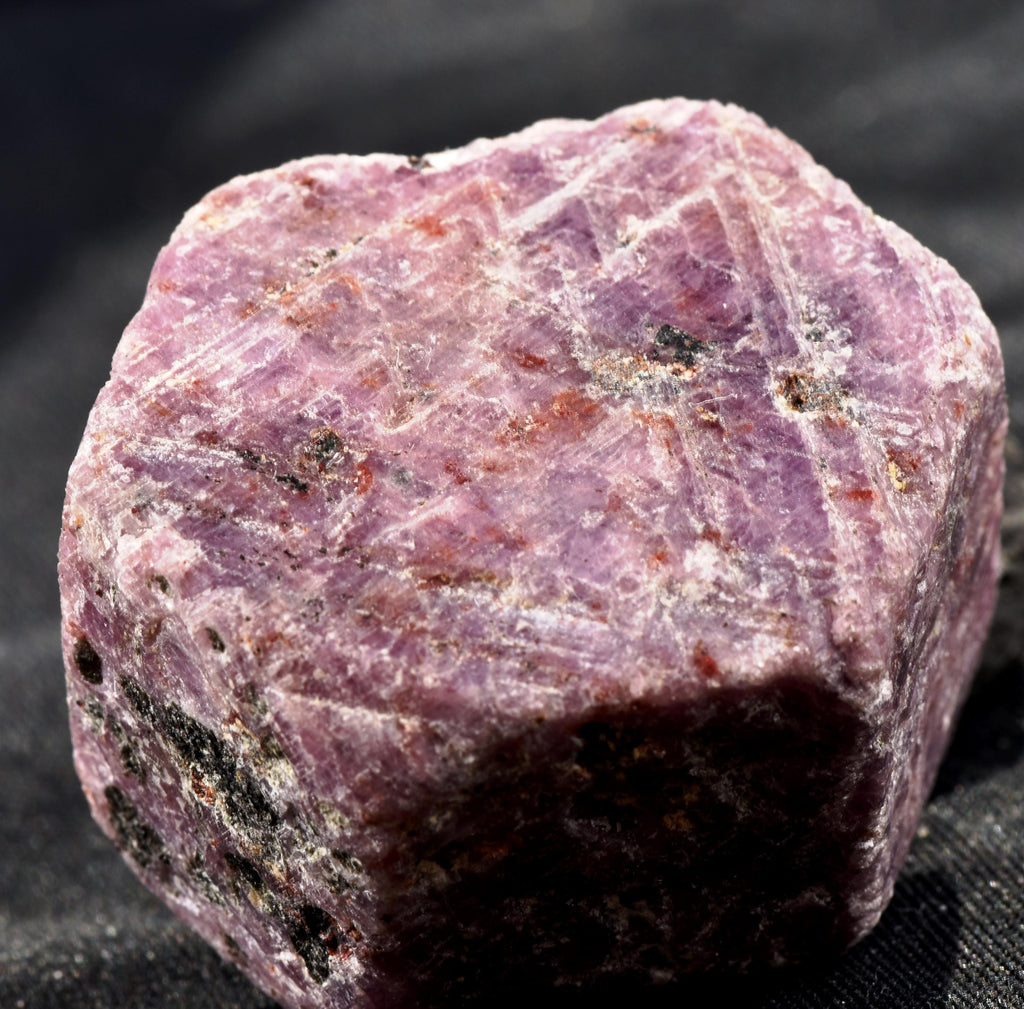Ruby hexagonal corundum record keeper with black tourmaline in natural form #7420