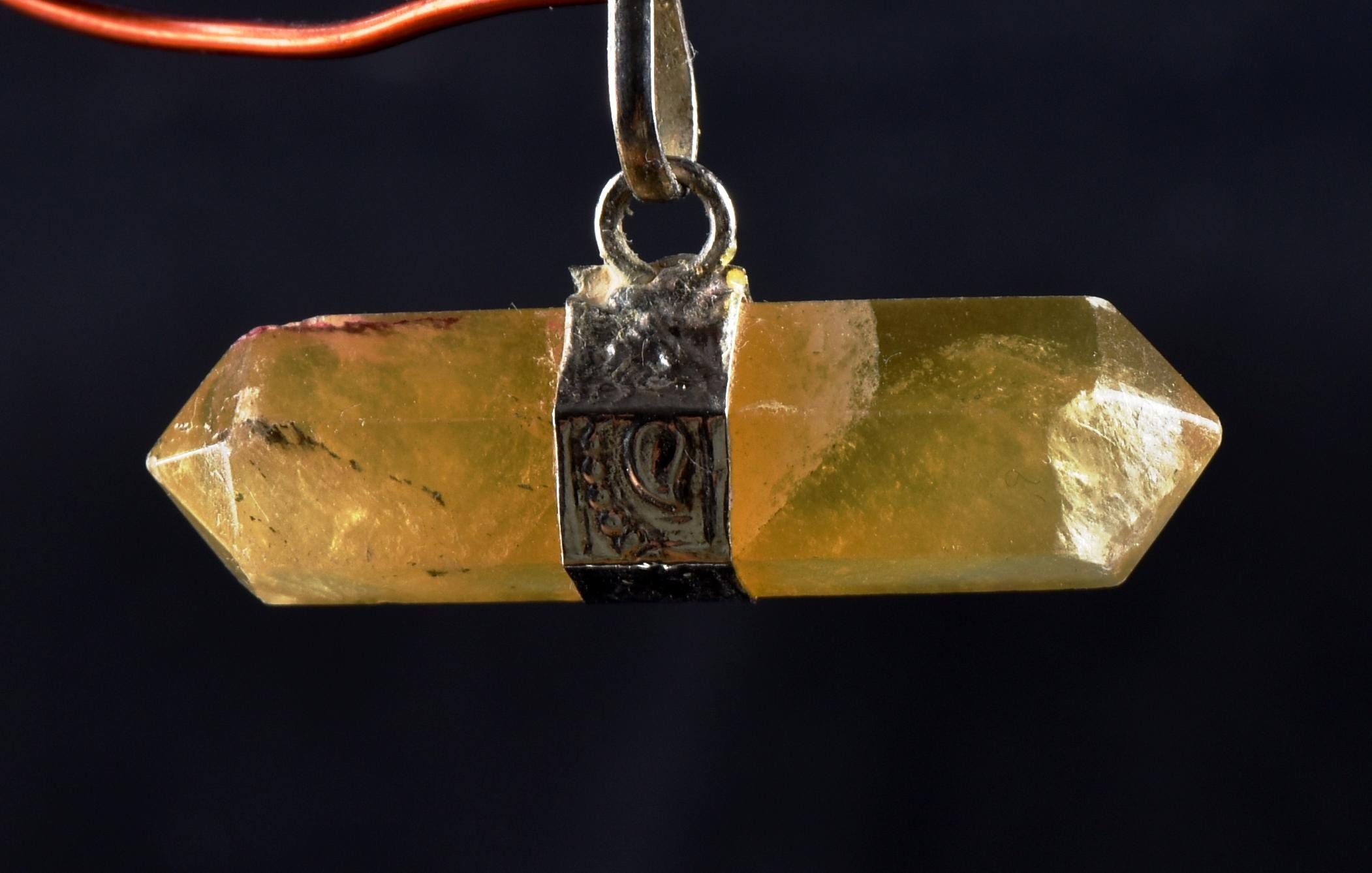 Calcite  Natural  protecting, grounding and centering double terminated pendant   7306