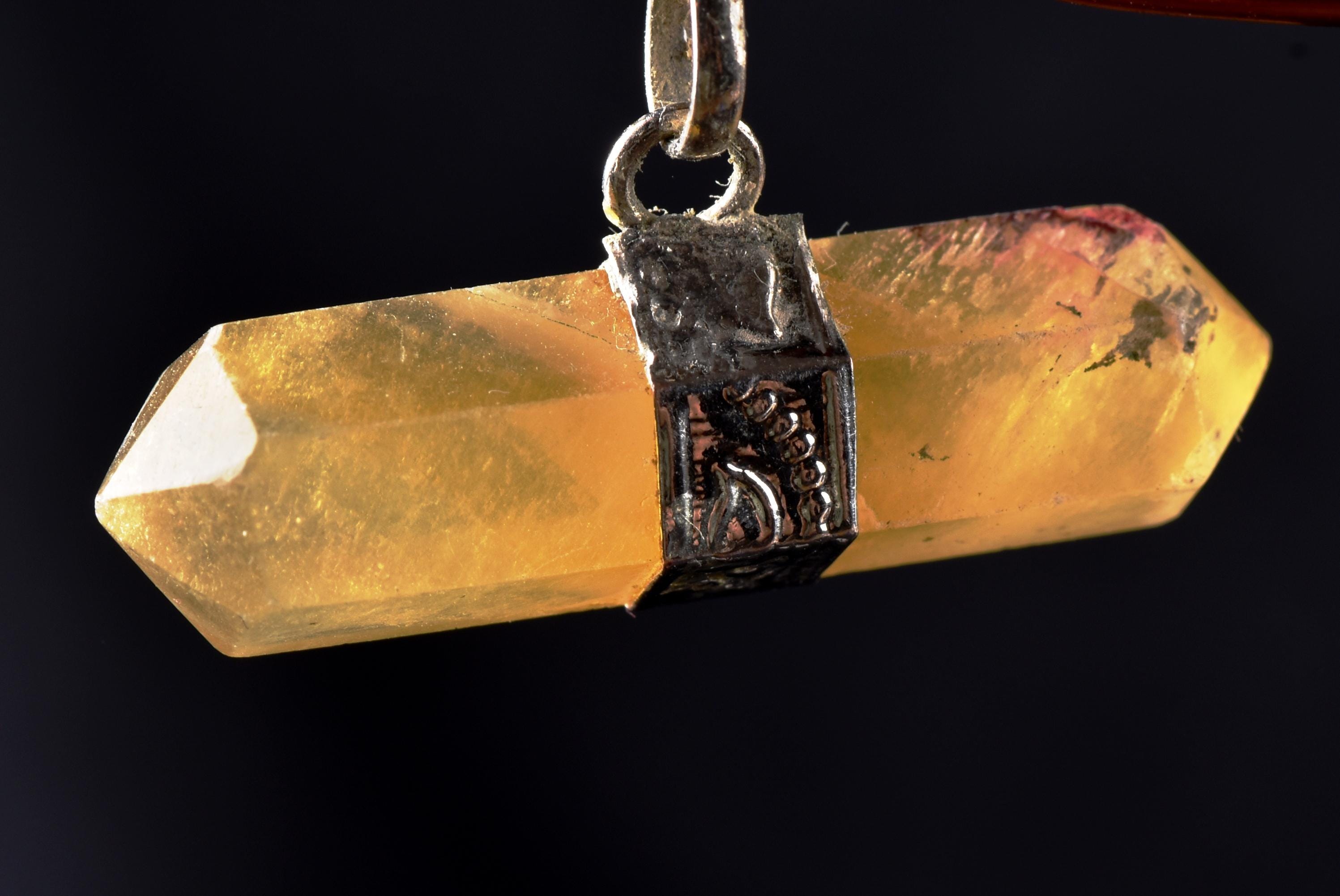 Calcite  Natural  protecting, grounding and centering double terminated pendant   7306