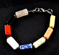 semi precious multi  gem stone seven chakra golden healer  bracelet #6834