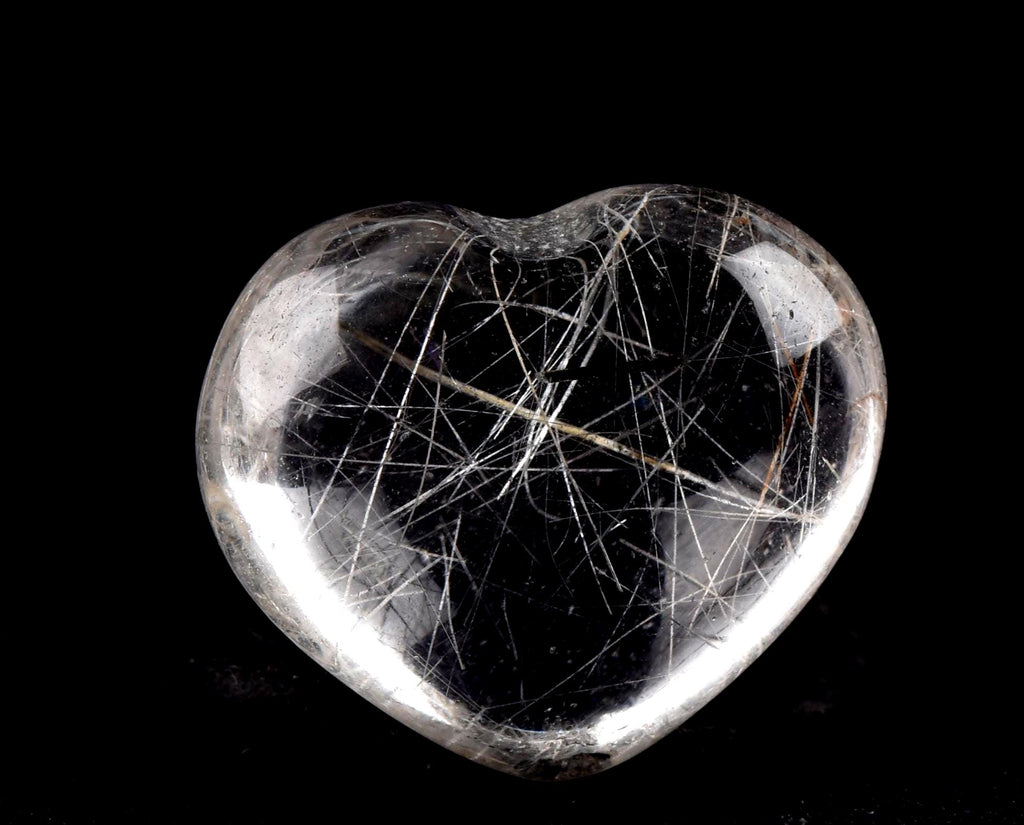 satyaloka golden ,silver black  mystic rutile  heart  cleans aura,scrying,spiritual inspiration #7658
