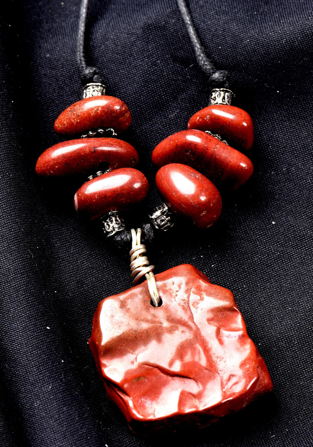 Red jasper necklace transmuting emotional, mental and physical pain,   7707