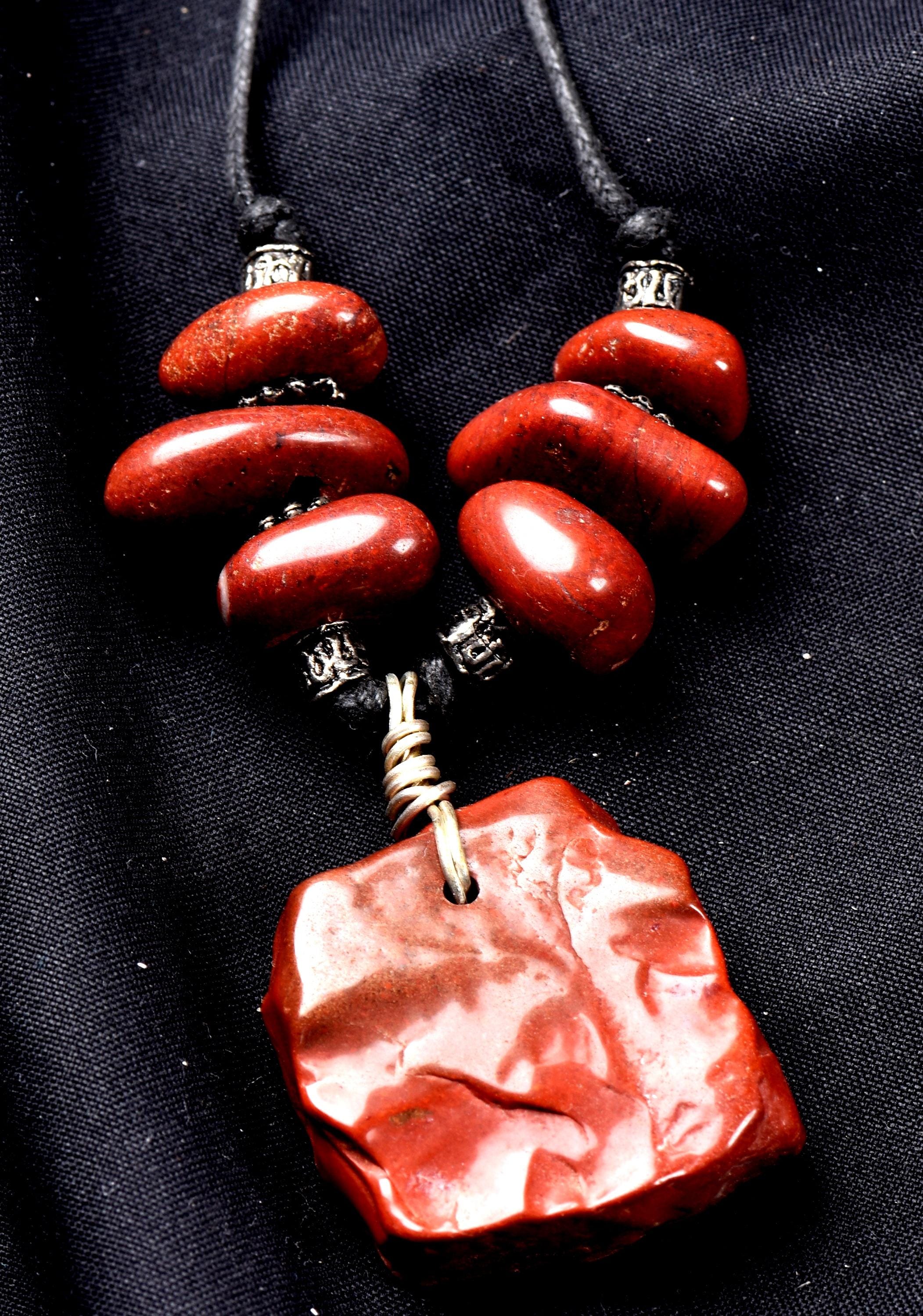 Red jasper necklace transmuting emotional, mental and physical pain,   7707