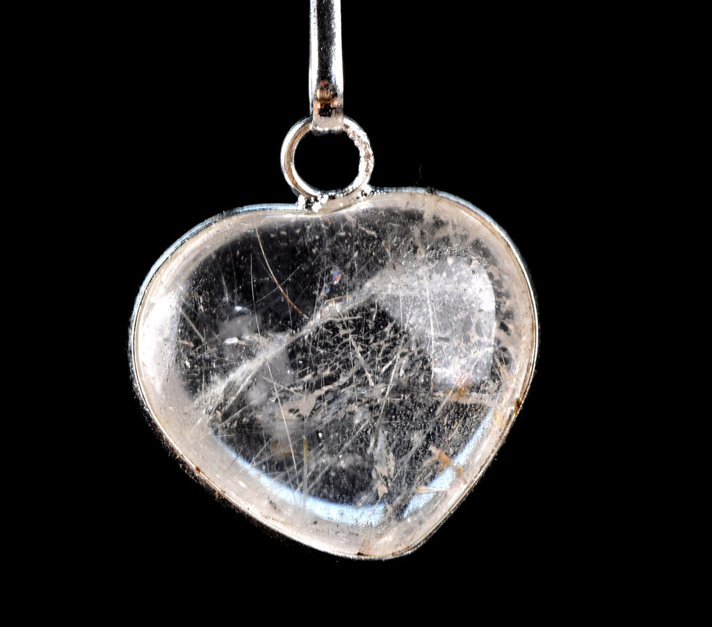 satyaloka golden ,silver mystic rutile  heart  cleans aura,scrying,spiritual inspiration pendant  #7757