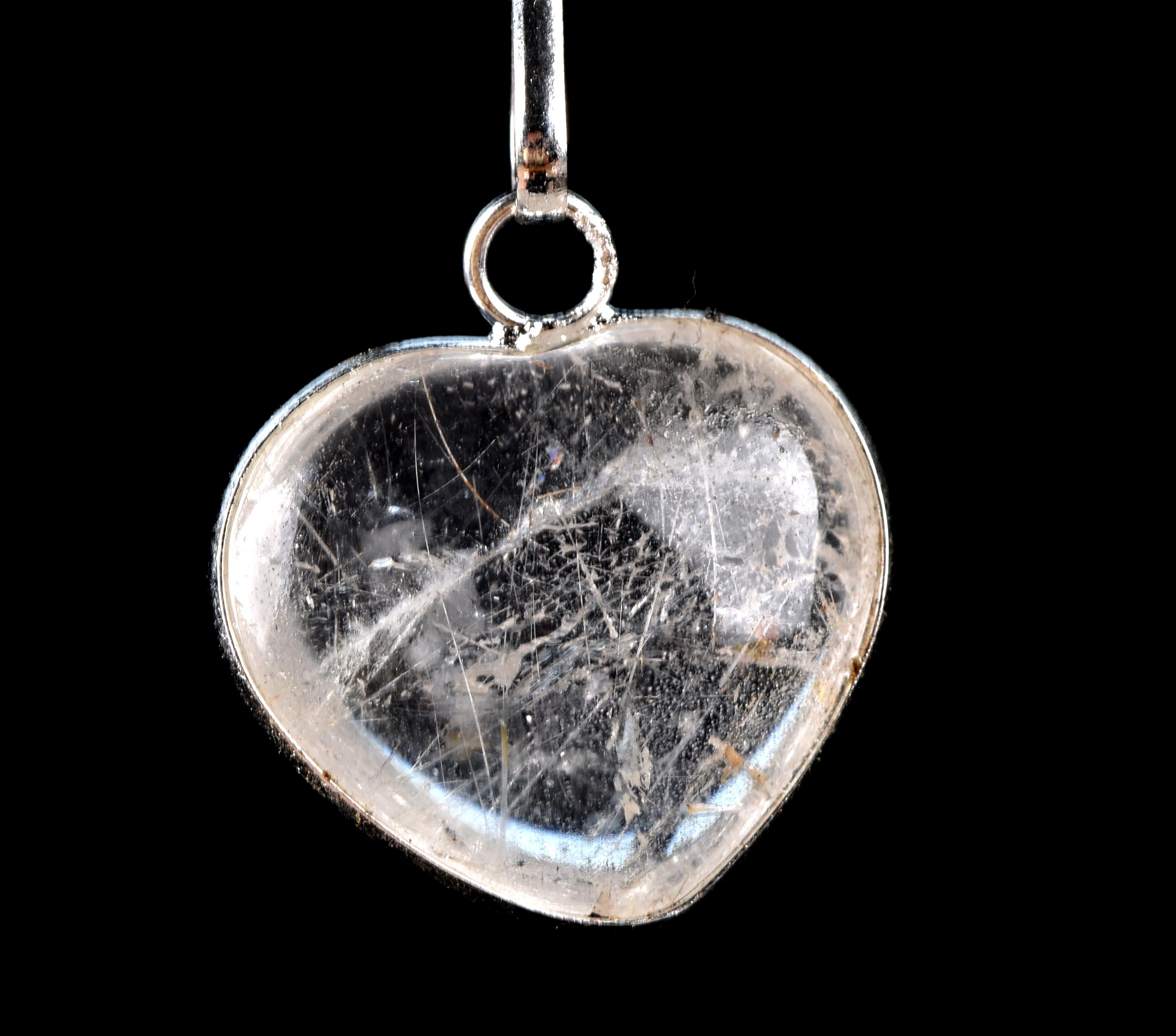 satyaloka golden ,silver mystic rutile  heart  cleans aura,scrying,spiritual inspiration pendant  #7757